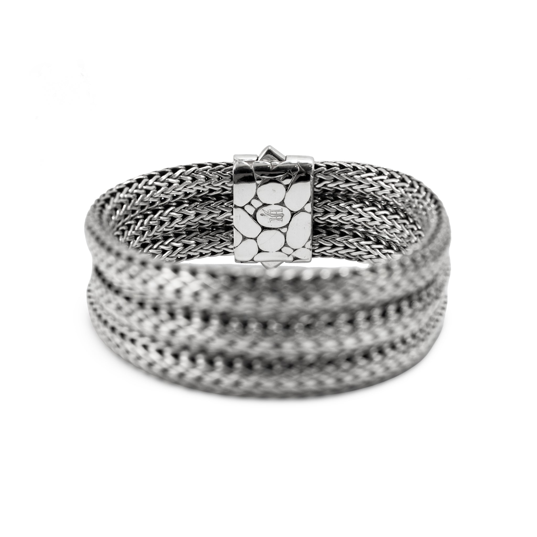 Unisex Retired John Hardy Sterling Silver Woven Chain Pusher Clasp Link Bracelet