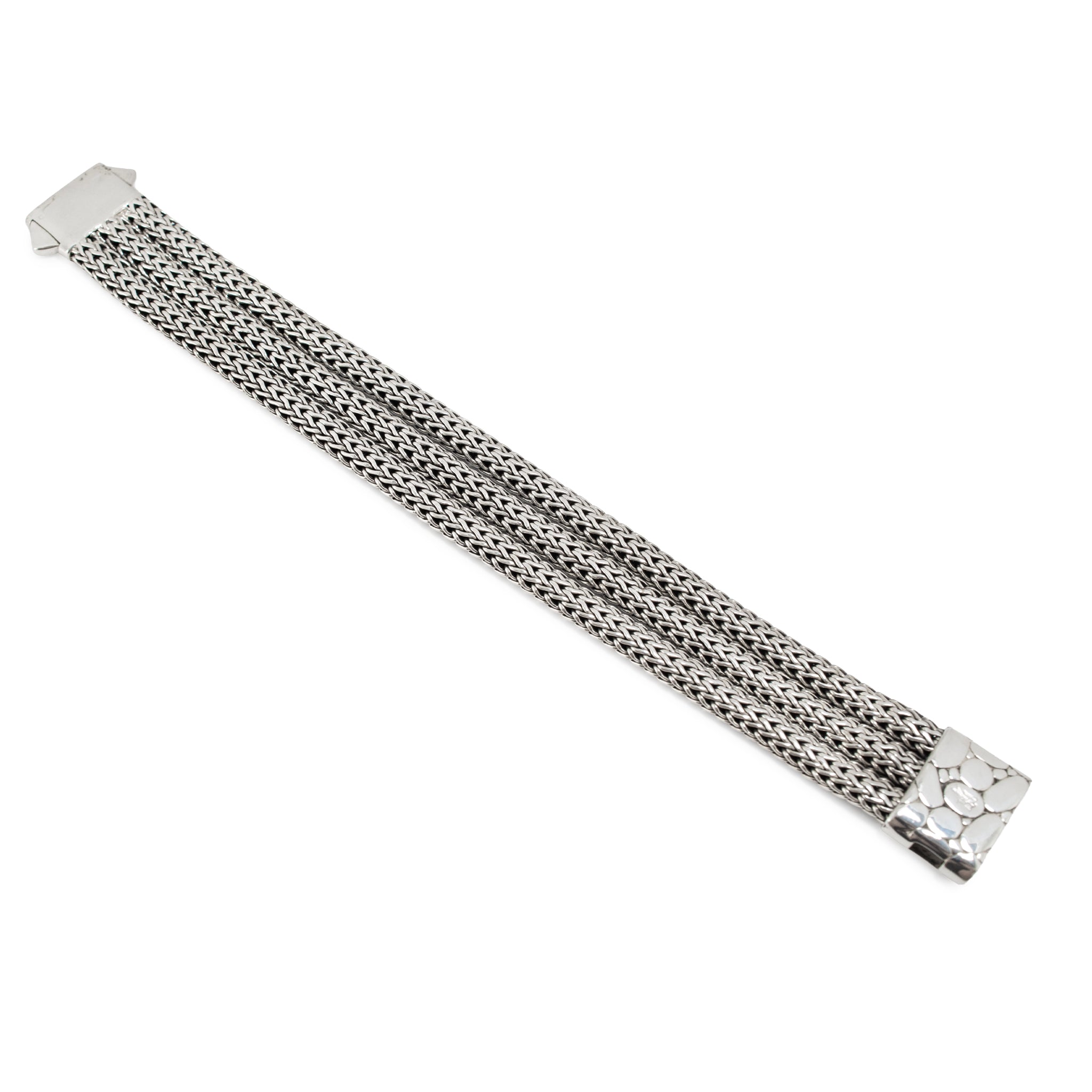 Unisex Retired John Hardy Sterling Silver Woven Chain Pusher Clasp Link Bracelet