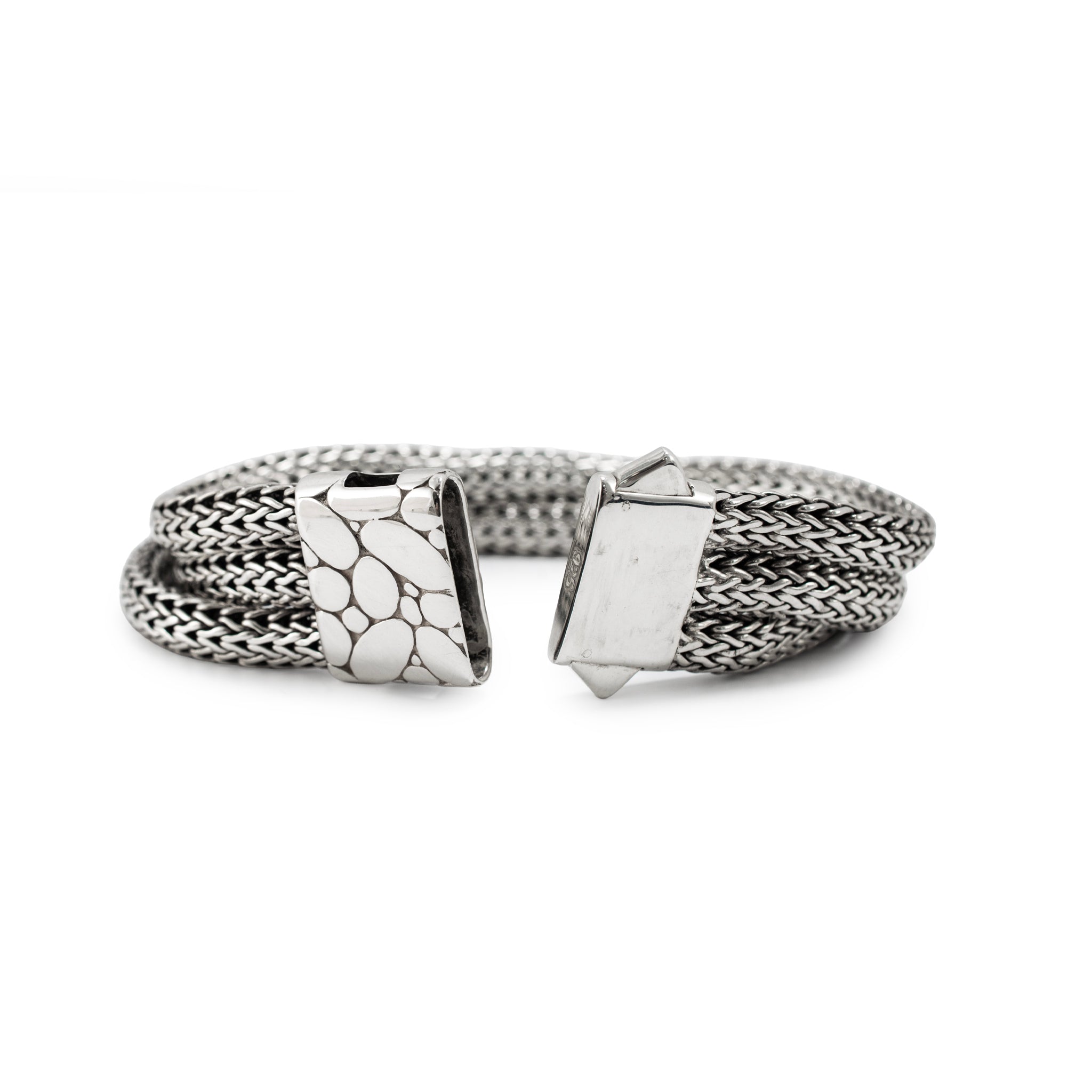 Unisex Retired John Hardy Sterling Silver Woven Chain Pusher Clasp Link Bracelet