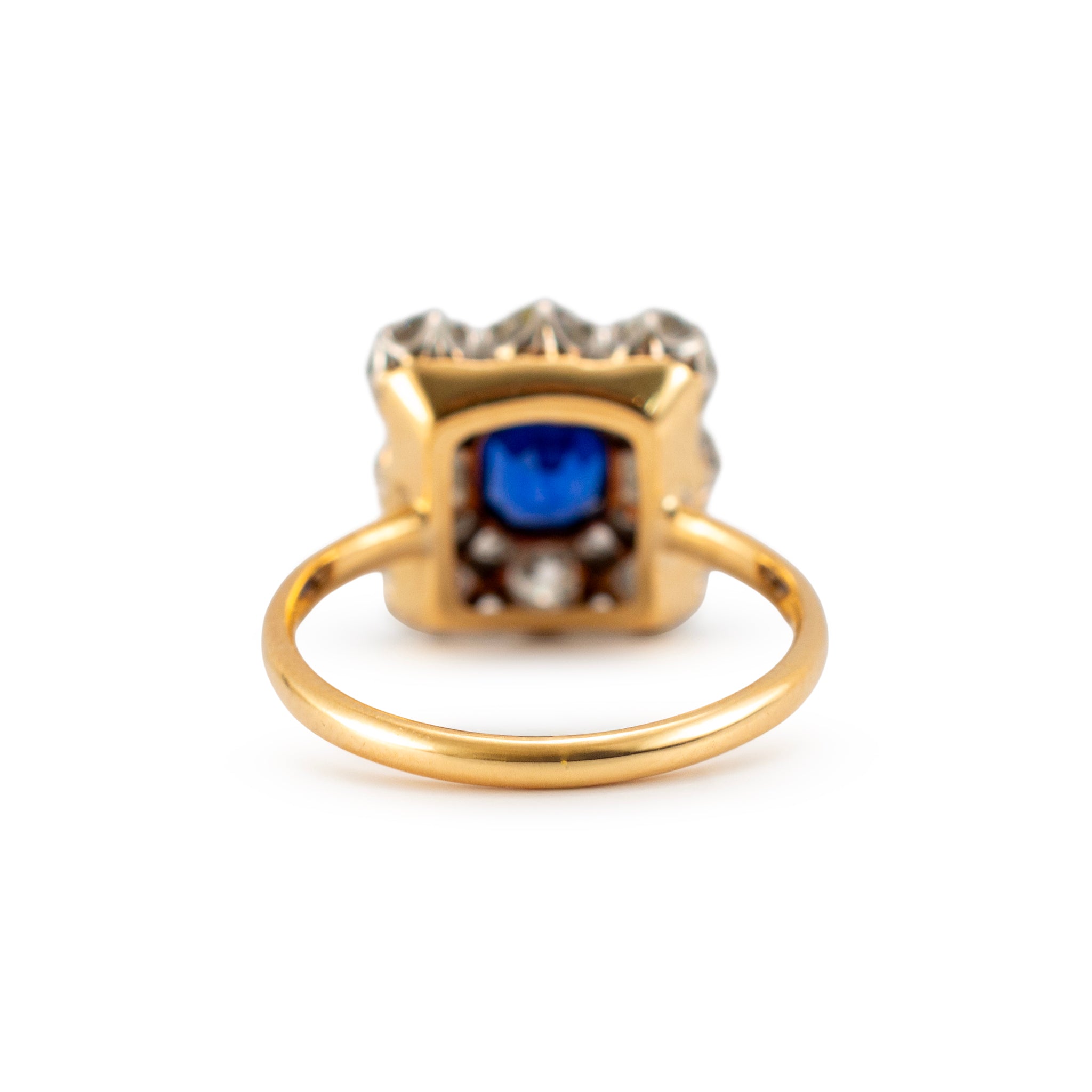 Antique Platinum 18K Gold Gia Royal Blue Kashmir Sapphire Diamond Cocktail Ring