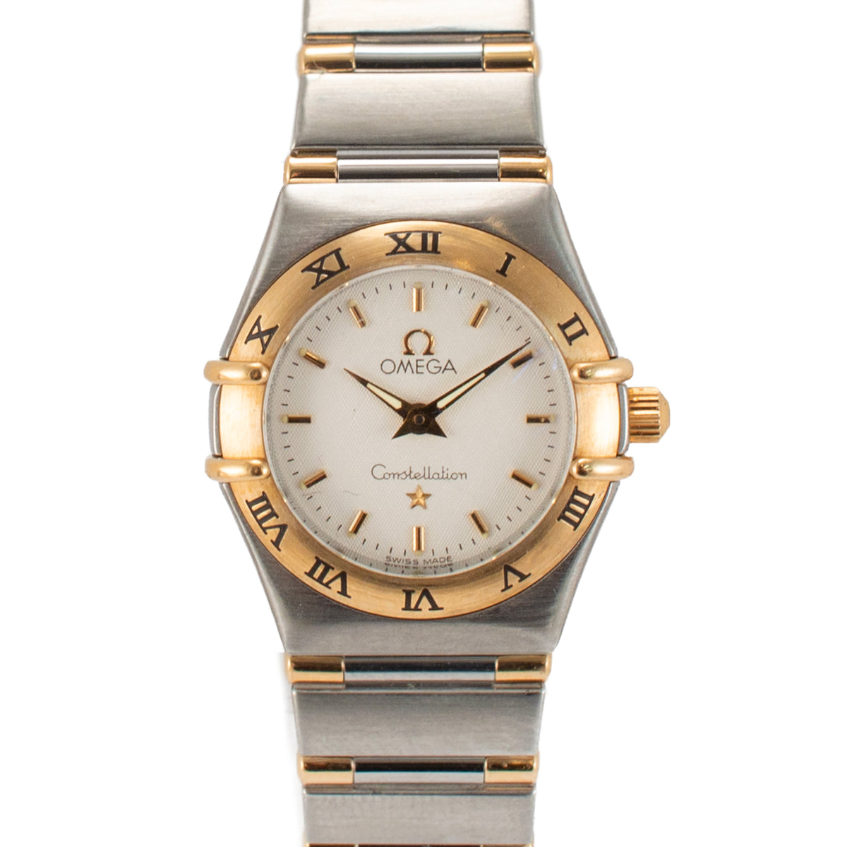 Ladies Omega Constellation Mini 22.5mm 18K Yellow Gold Steel Quartz Watch