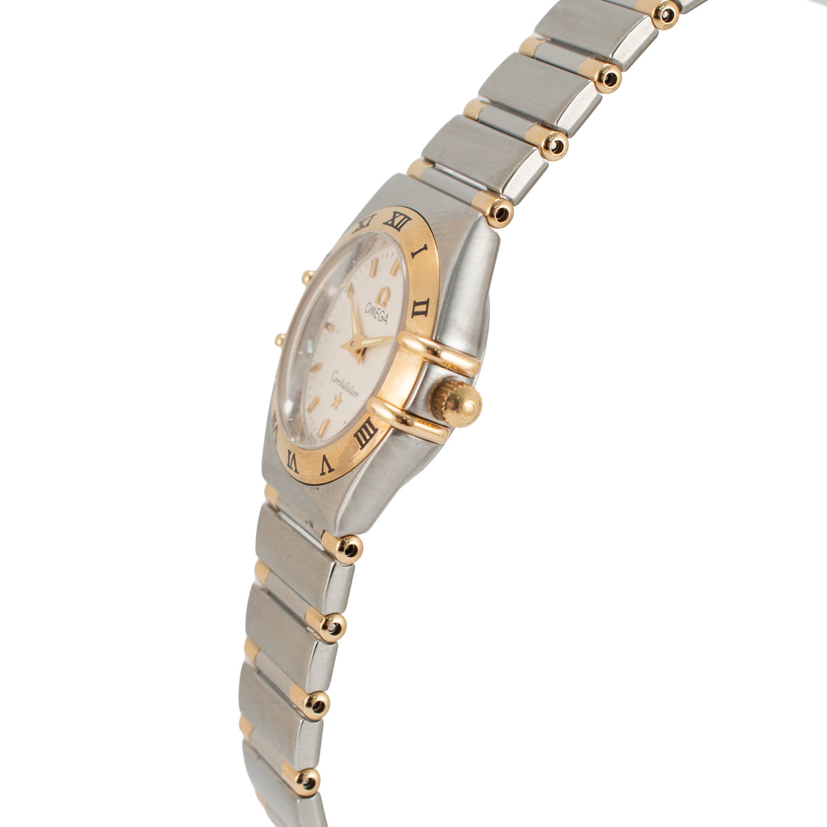 Ladies Omega Constellation Mini 22.5mm 18K Yellow Gold Steel Quartz Watch