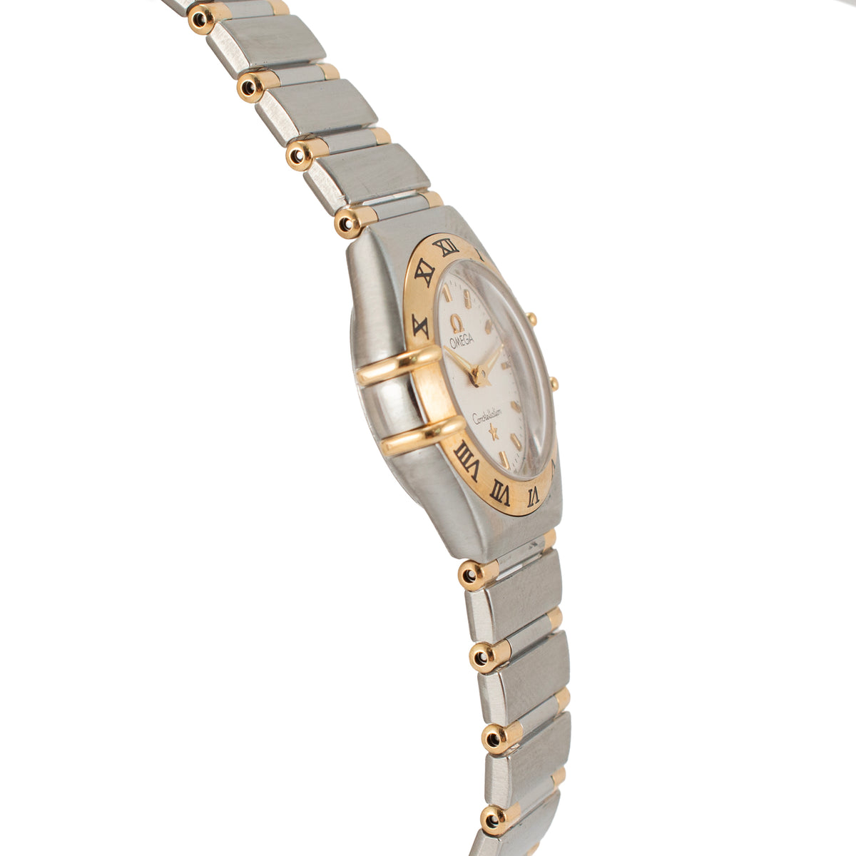 Ladies Omega Constellation Mini 22.5mm 18K Yellow Gold Steel Quartz Watch