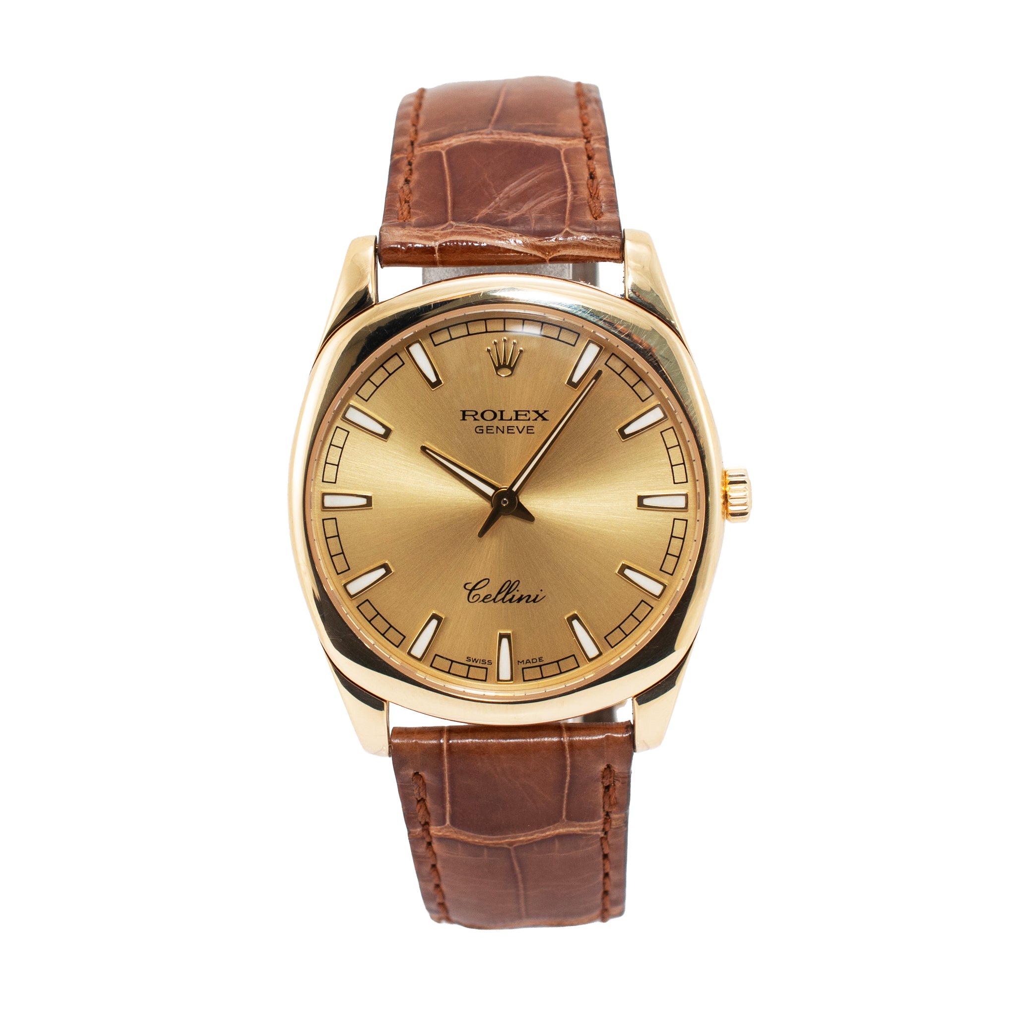 Rolex Cellini Danaos 38MM X 46MM 4243 Brown 18K Yellow Gold Manual Wind Watch