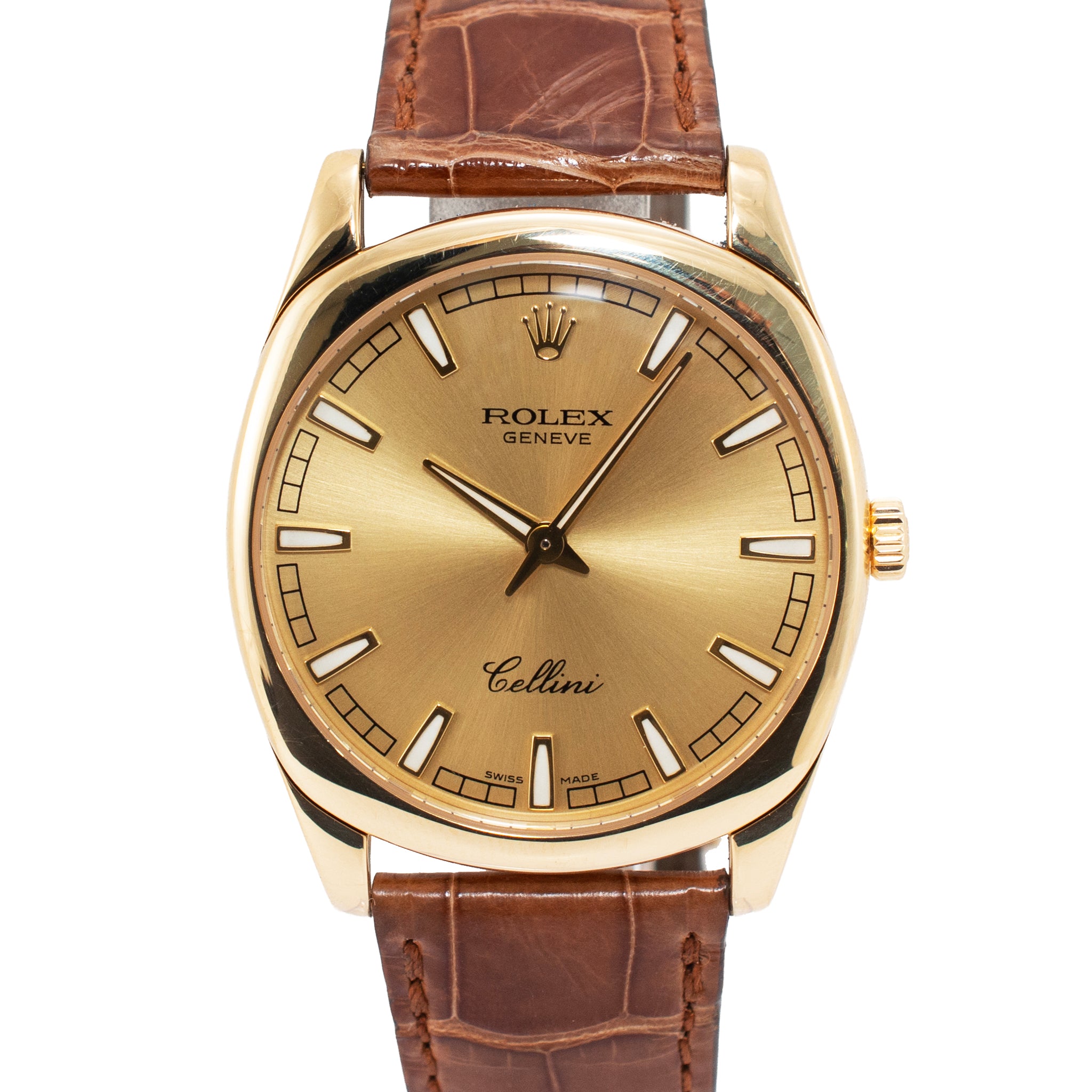 Rolex Cellini Danaos 38MM X 46MM 4243 Brown 18K Yellow Gold Manual Wind Watch