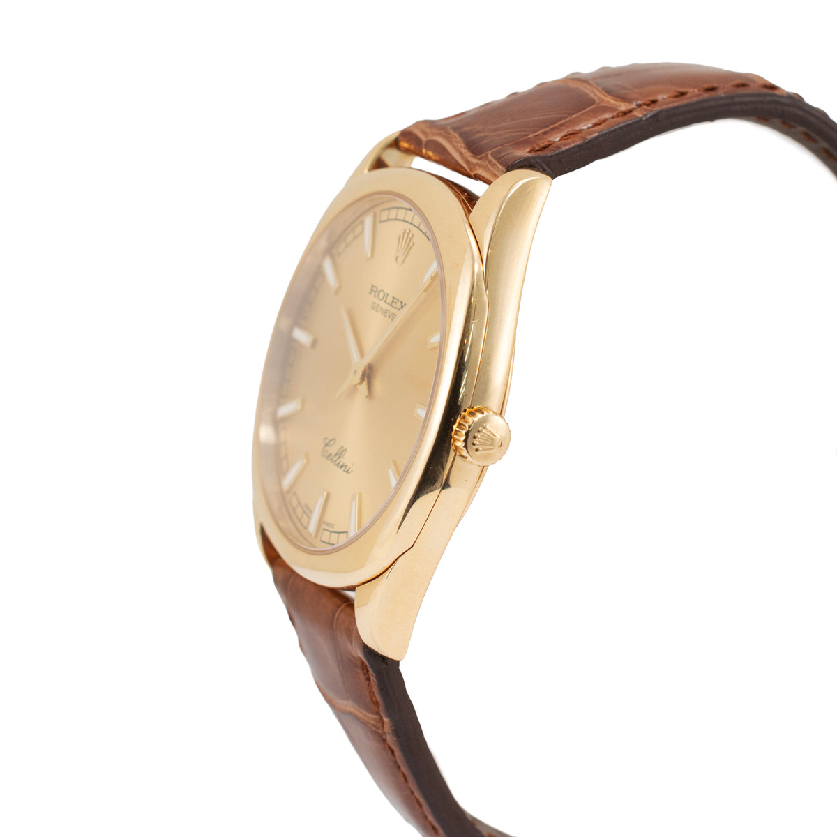 Rolex Cellini Danaos 38MM X 46MM 4243 Brown 18K Yellow Gold Manual Wind Watch