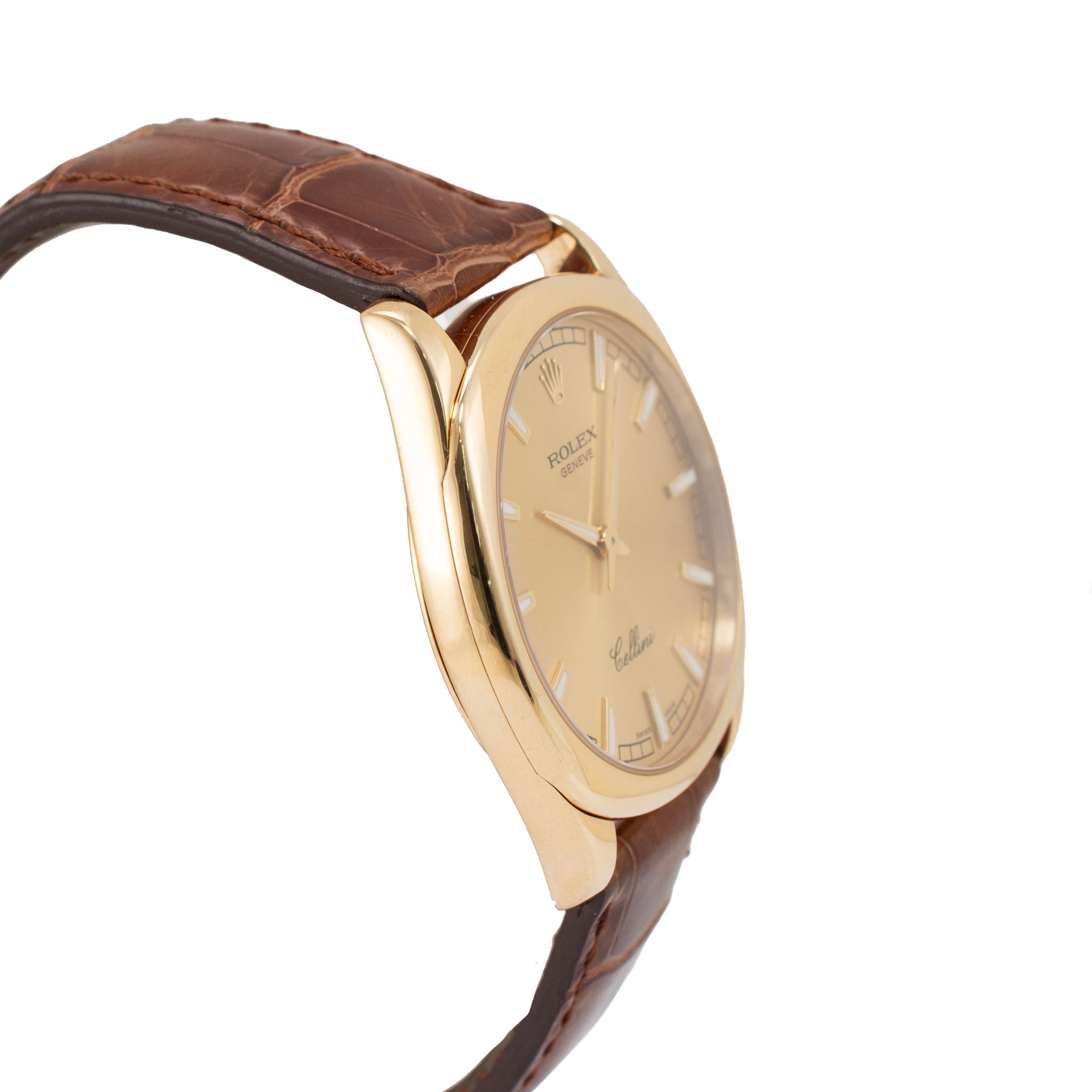 Rolex Cellini Danaos 38MM X 46MM 4243 Brown 18K Yellow Gold Manual Wind Watch