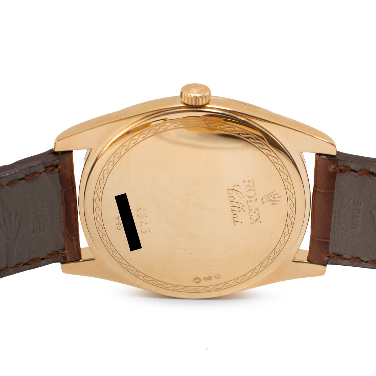 Rolex Cellini Danaos 38MM X 46MM 4243 Brown 18K Yellow Gold Manual Wind Watch