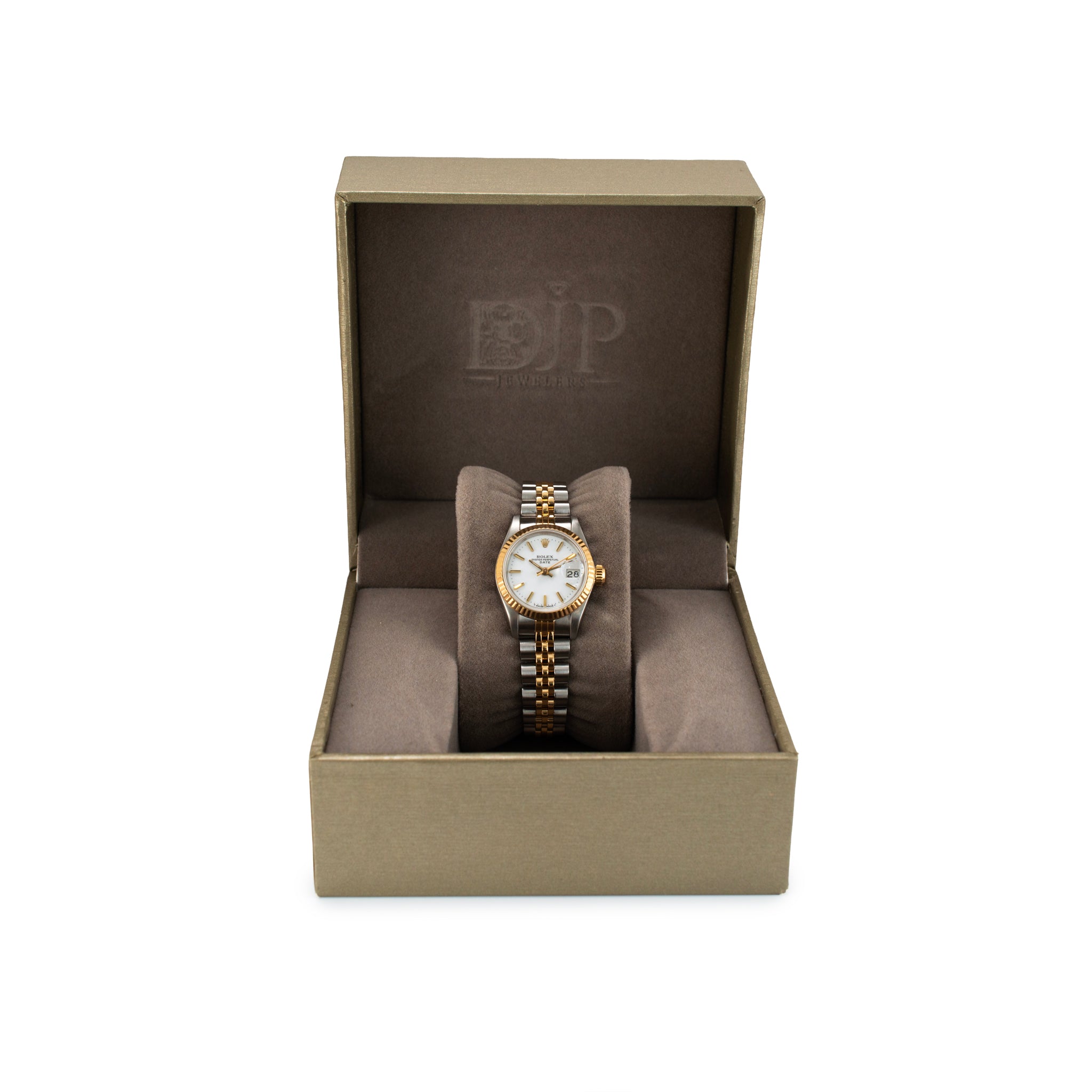 Ladies Rolex Datejust 26MM 69173 White Dial Jubilee 18K Yellow Gold Steel Watch