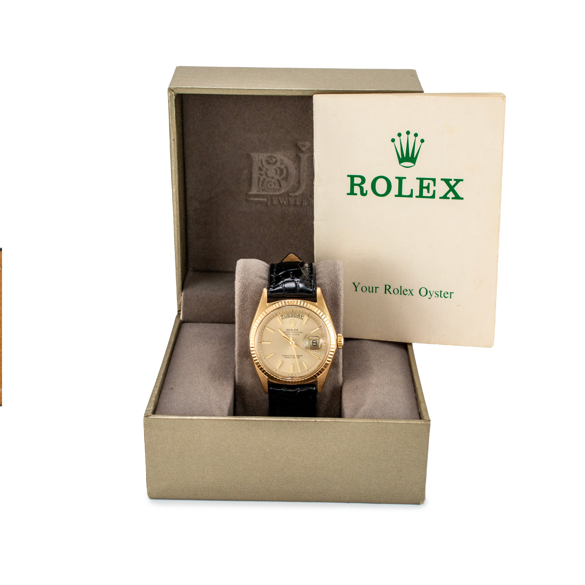 Vintage Rolex Day Date 36MM 1803 President Champaign Strap 18K Yellow Gold Watch