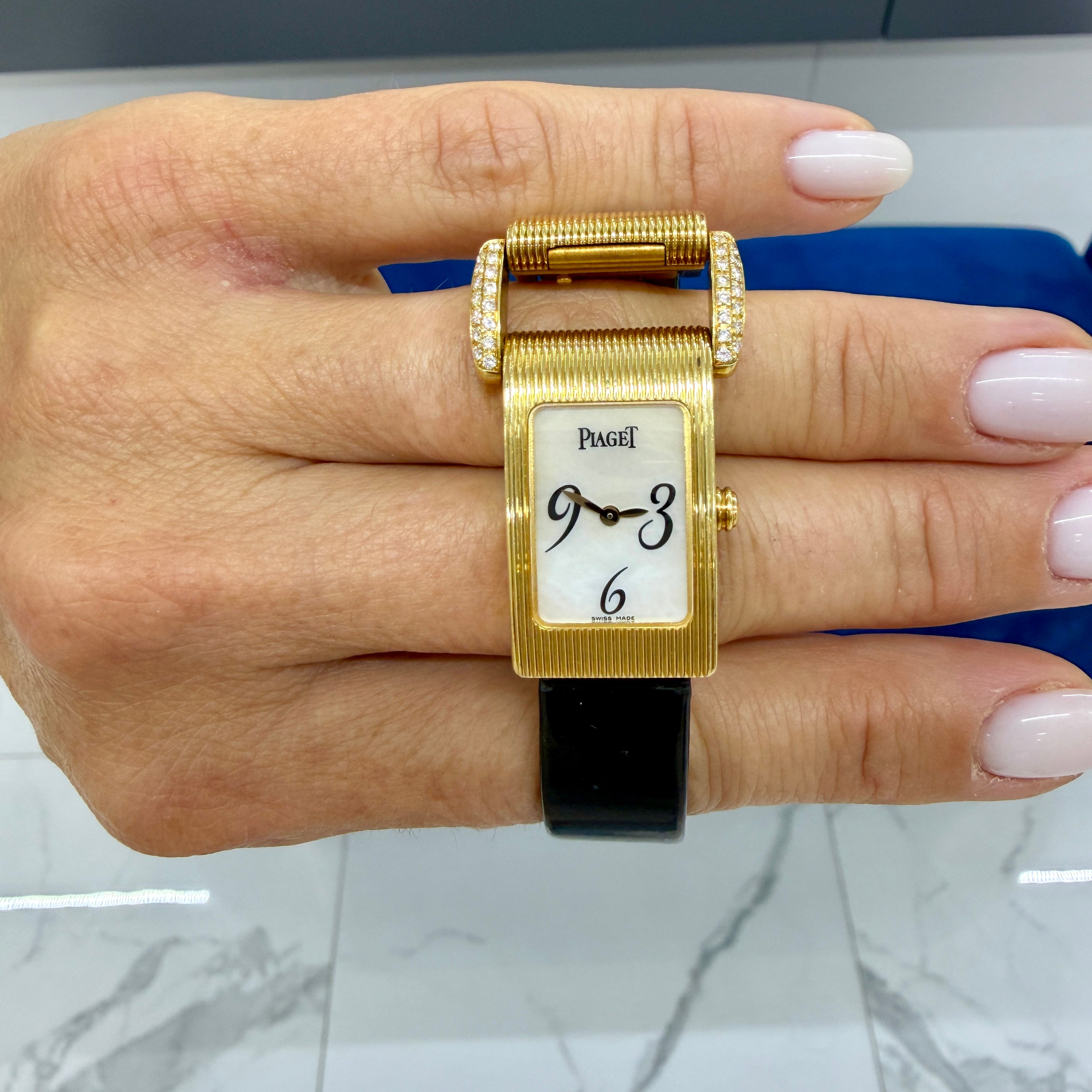 Ladies Piaget Miss Protocole 17MM 5322 18K Yellow Gold Diamond Quartz Watch