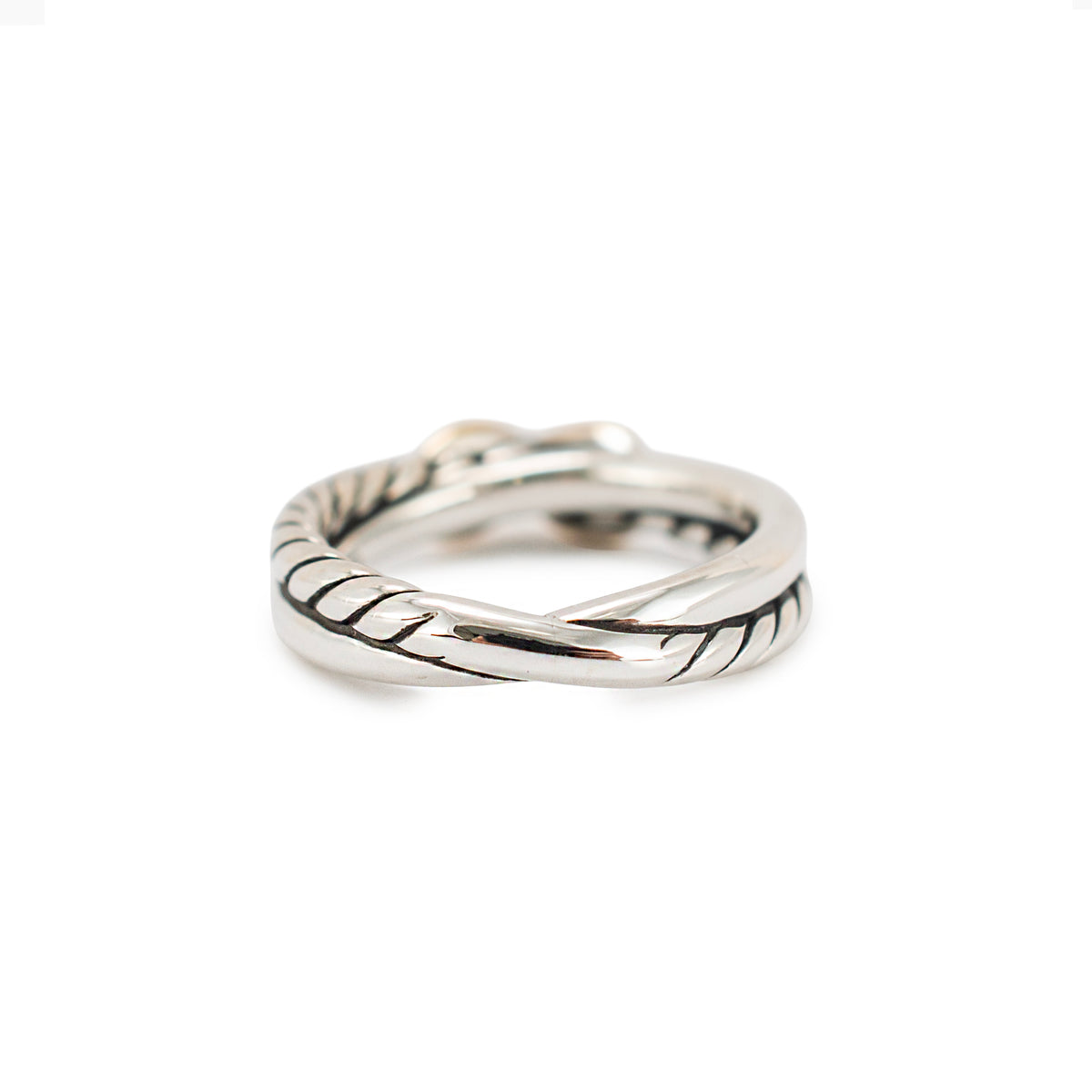 David Yurman Crossover 925 Silver & 18K Yellow Gold 4 MM Petite X Band Ring