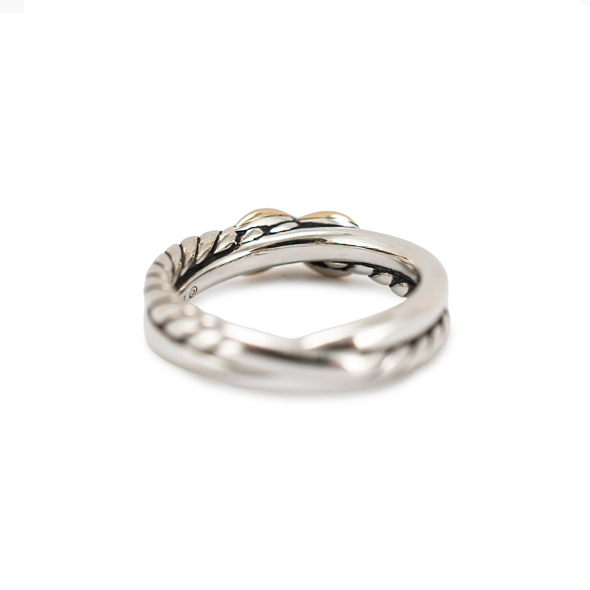 David Yurman Crossover 925 Silver & 18K Yellow Gold 4 MM Petite X Band Ring