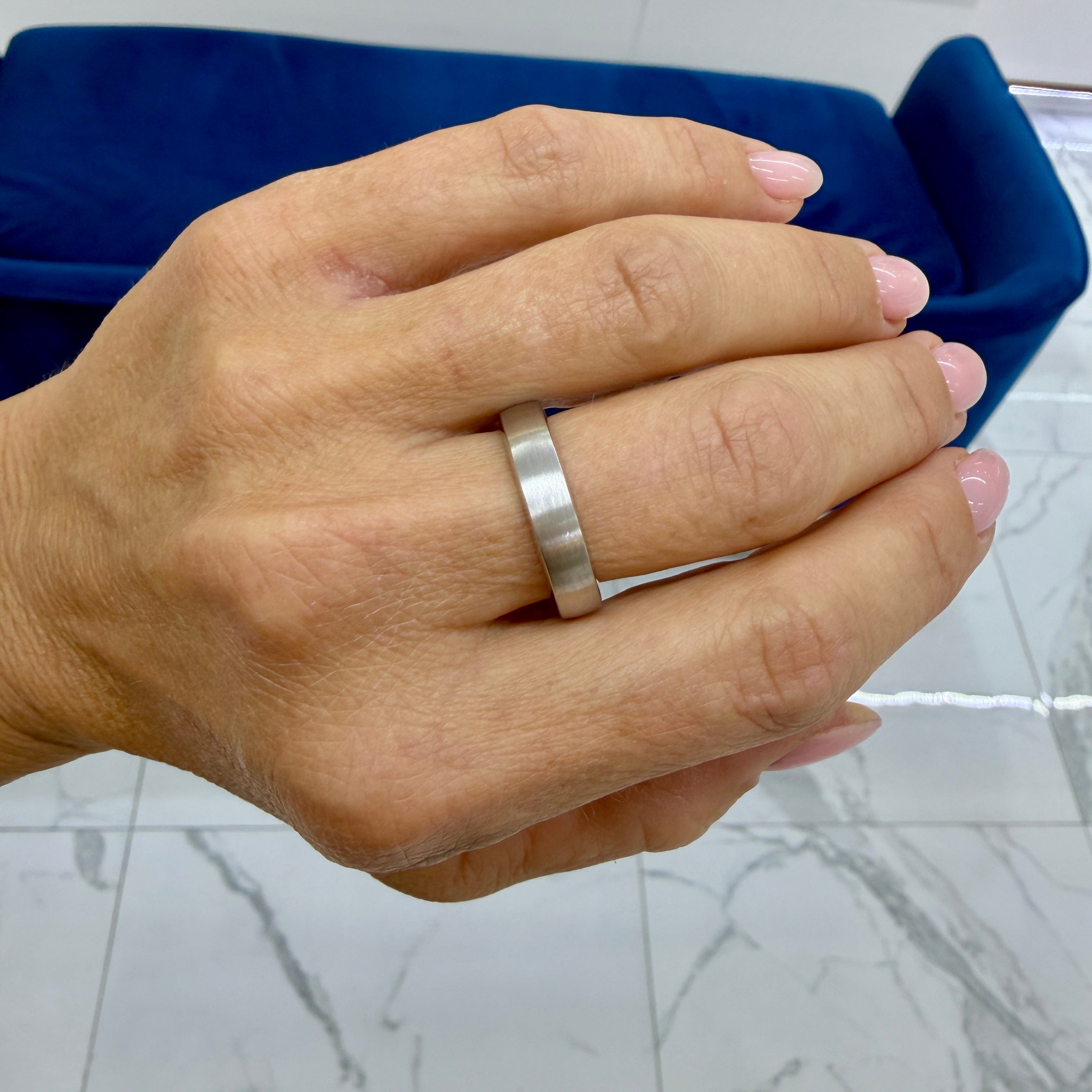 Unisex Tiffany & Co. The Charles Setting Platinum Satin 5MM Finish Band Ring