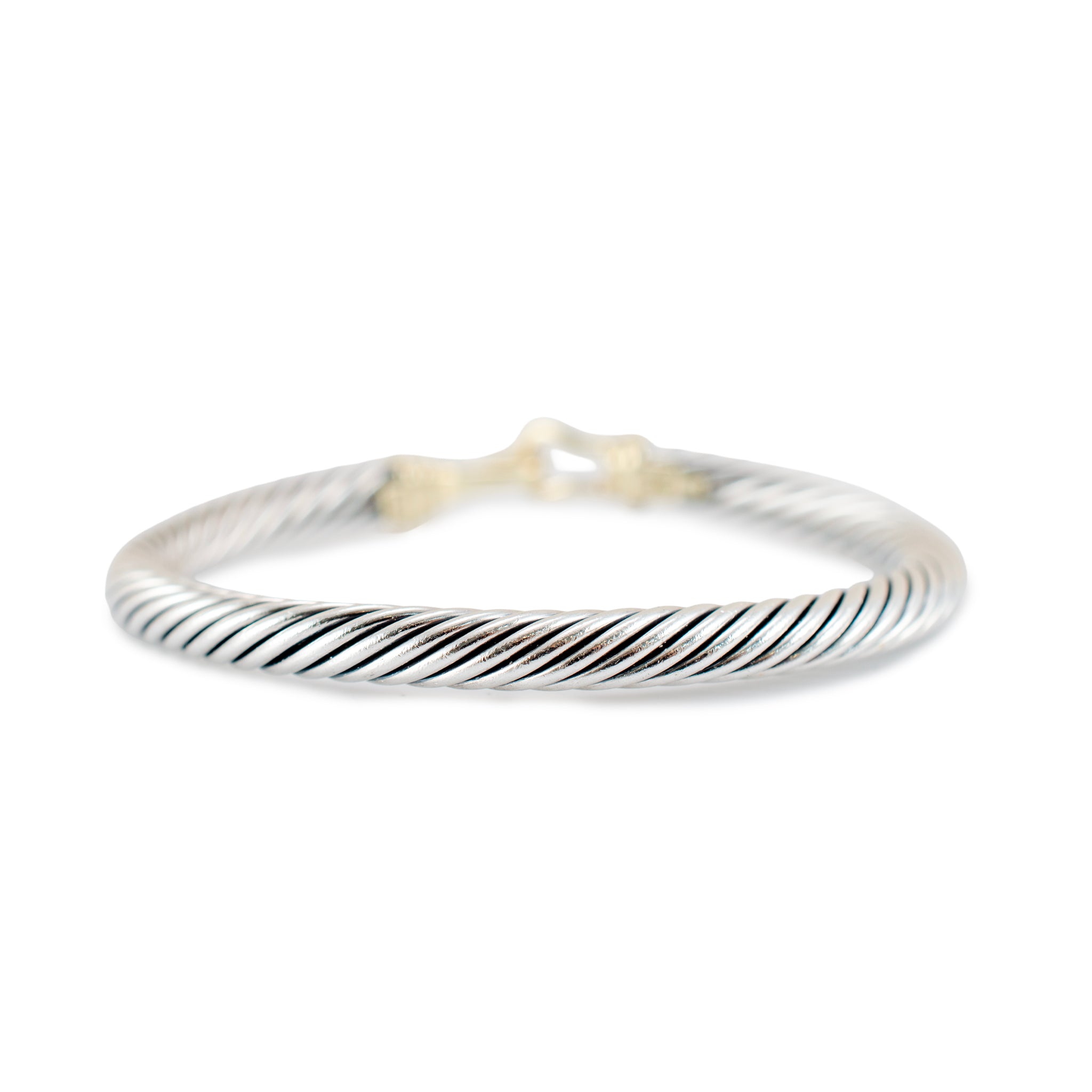 David Yurman 925 Silver 14K Yellow Gold Buckle Classic Cable Bangle Bracelet