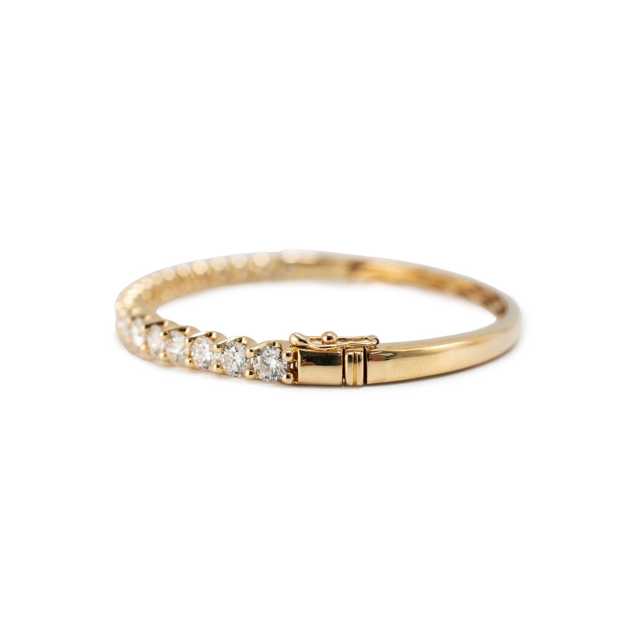18K Yellow Gold 3.80ctw Diamond Half Eternity Hinged Bangle Bracelet