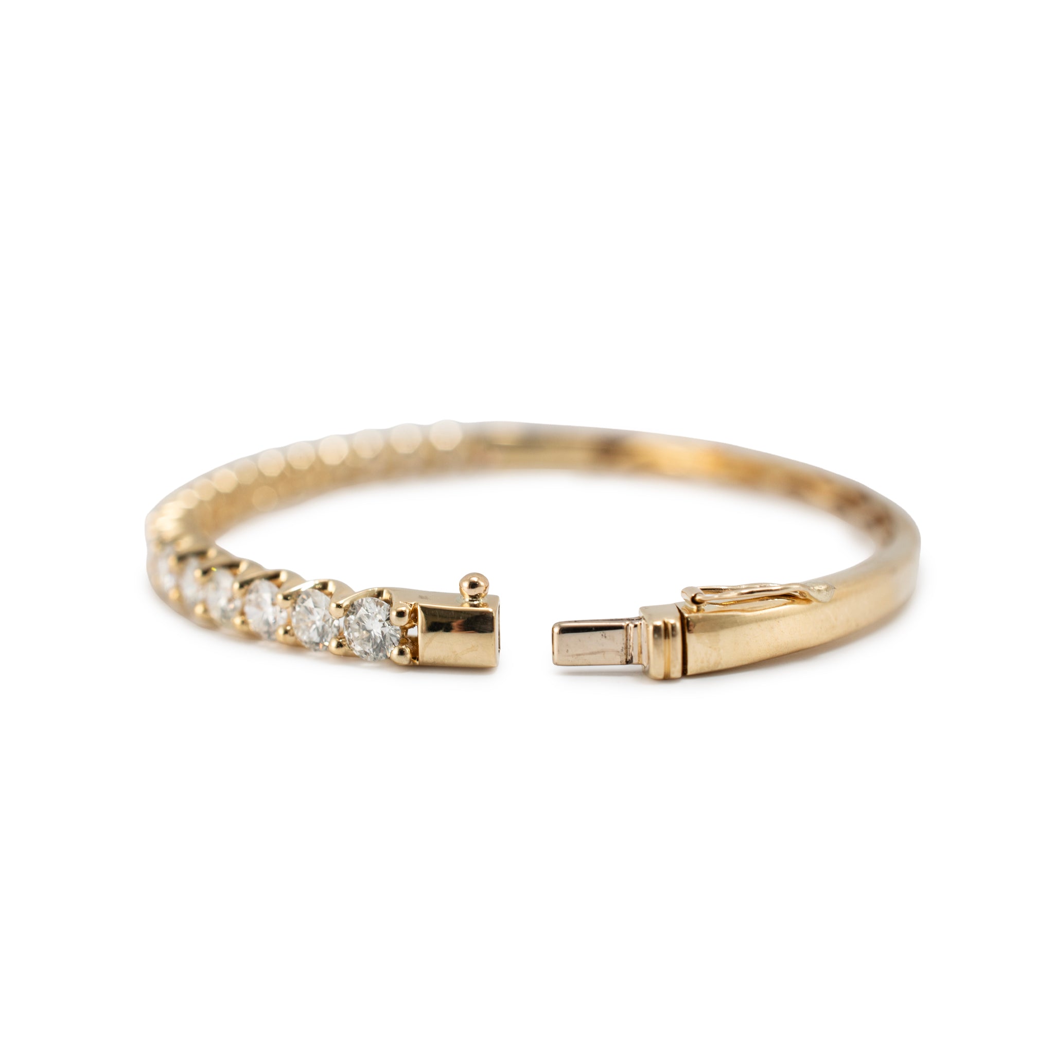 18K Yellow Gold 3.80ctw Diamond Half Eternity Hinged Bangle Bracelet