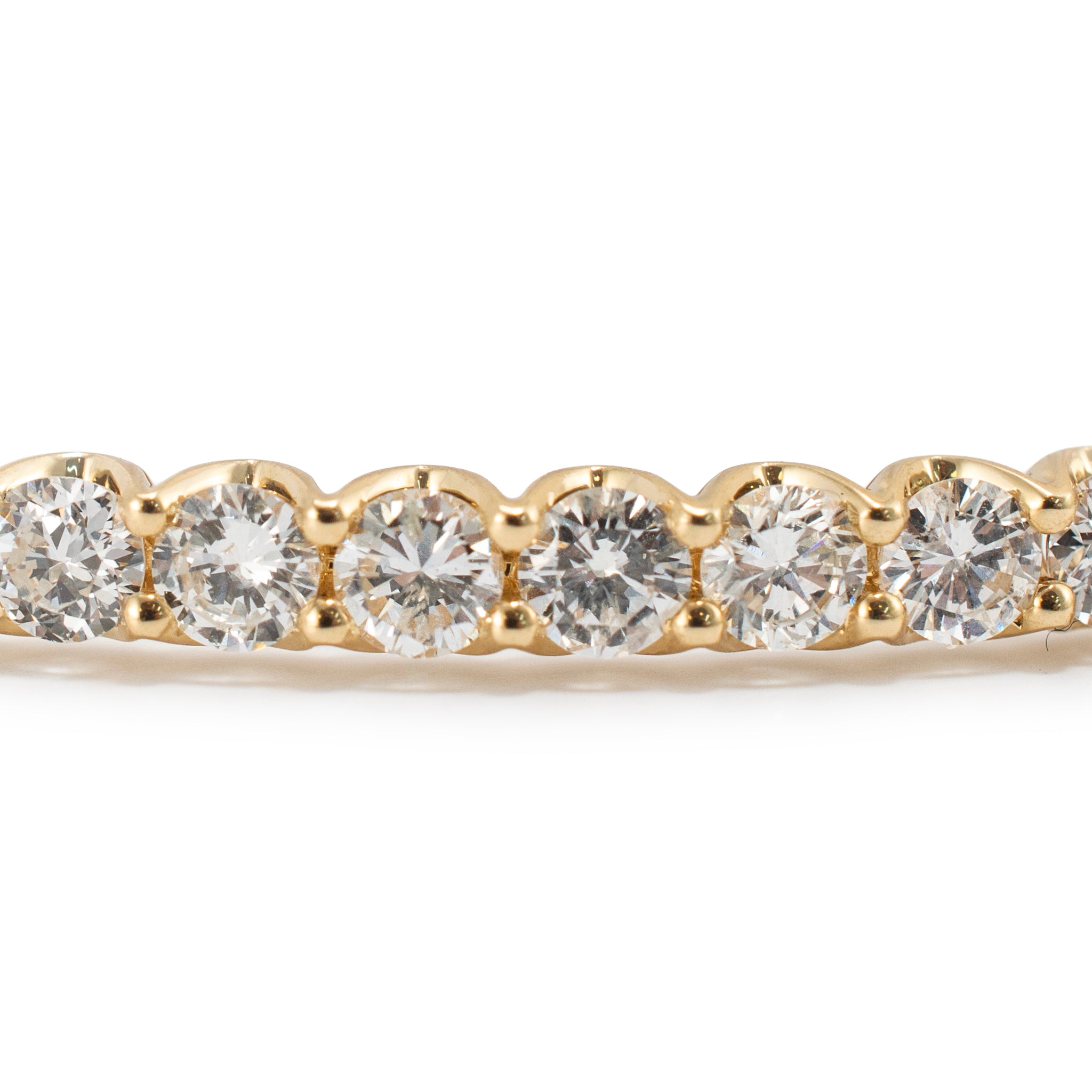 18K Yellow Gold 3.80ctw Diamond Half Eternity Hinged Bangle Bracelet