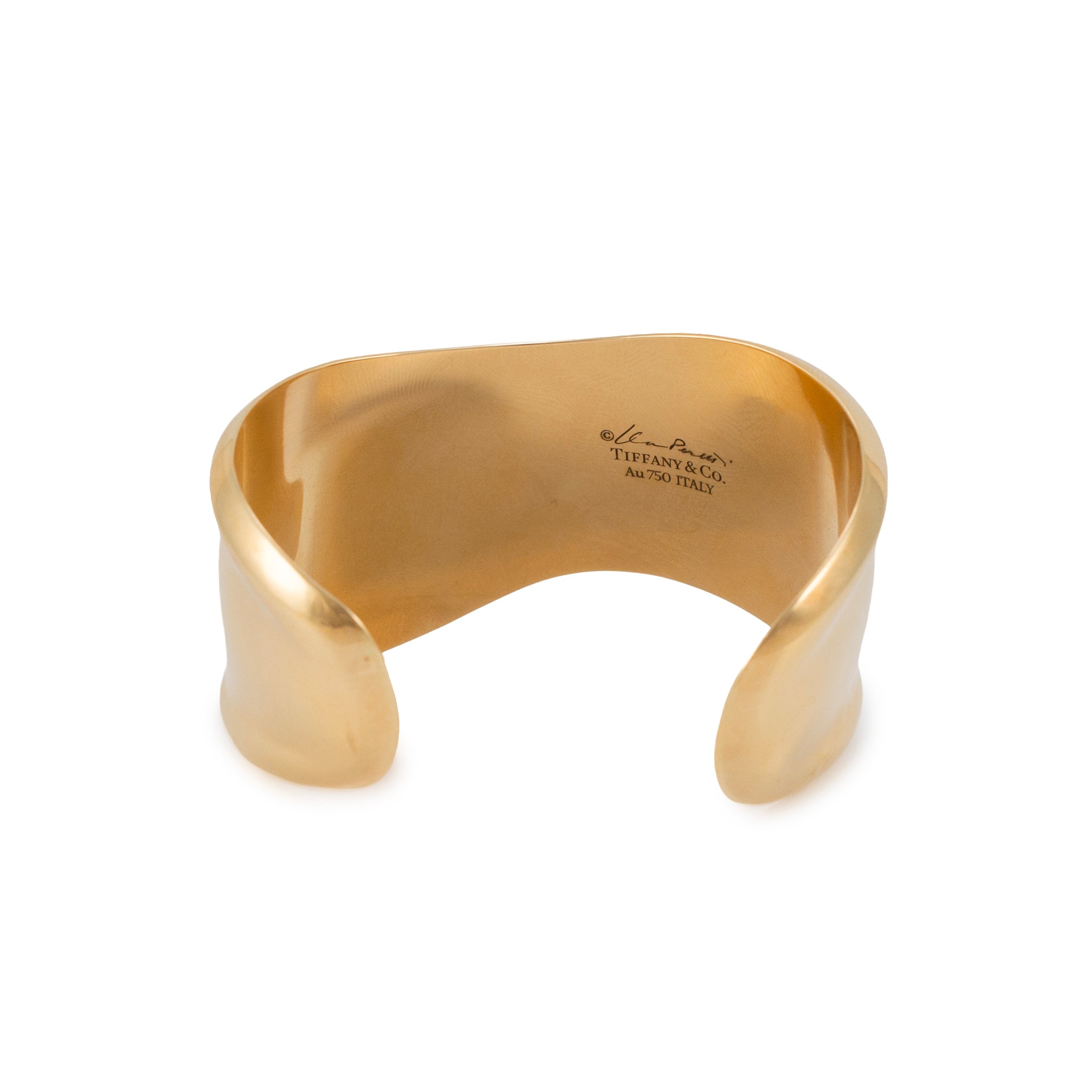 Tiffany & Co. Elsa Peretti 18K Yellow Gold 43MM Small Bone Cuff Bangle Bracelet