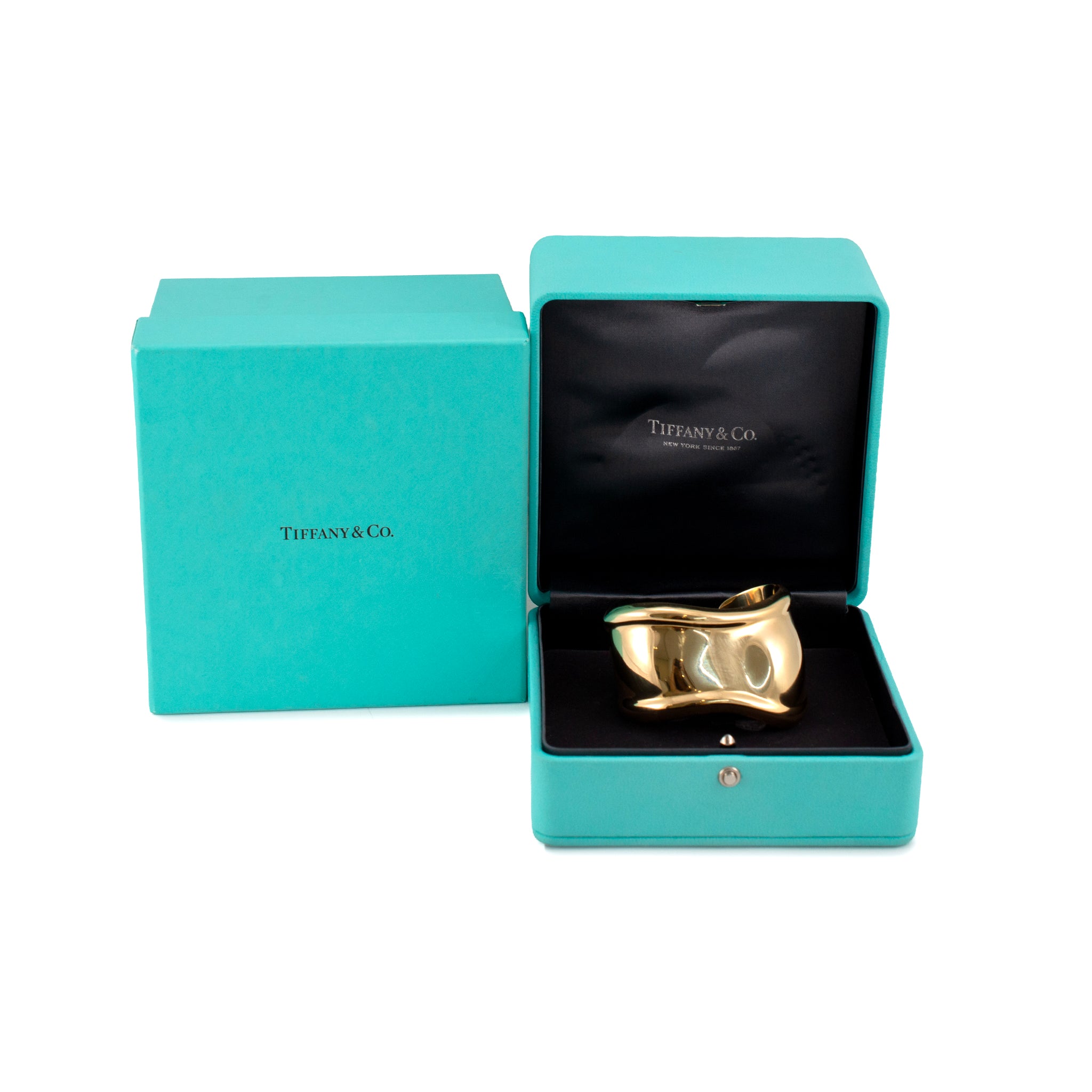Tiffany & Co. Elsa Peretti 18K Yellow Gold 43MM Small Bone Cuff Bangle Bracelet