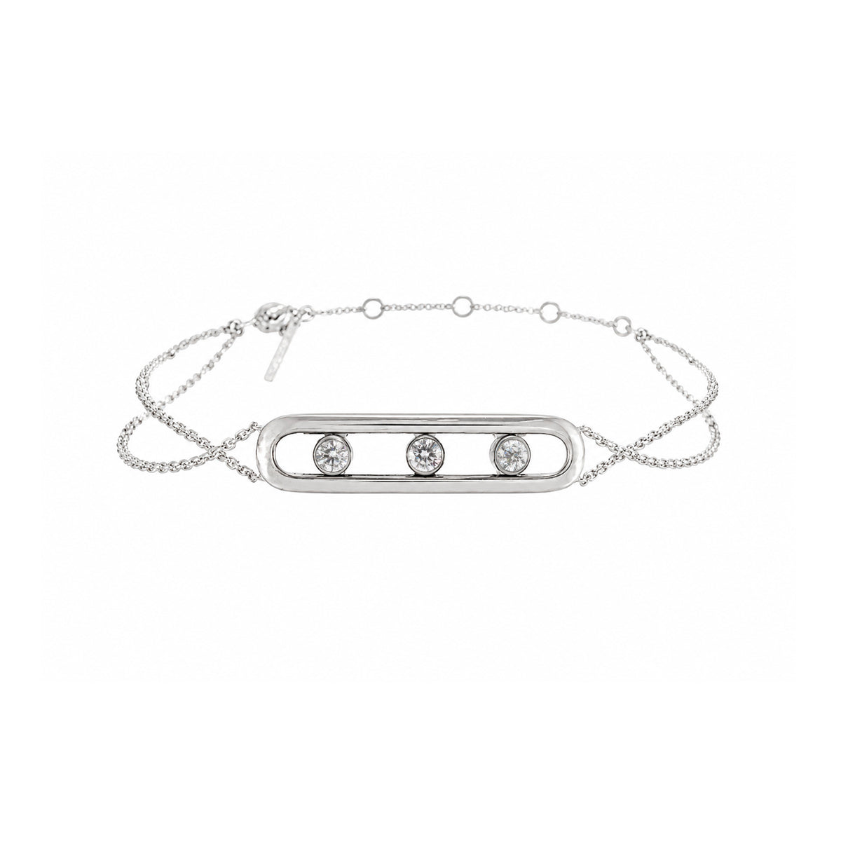Messika Paris Move Classique Large Model 18K White Gold 0.25ctw Bar Bracelet