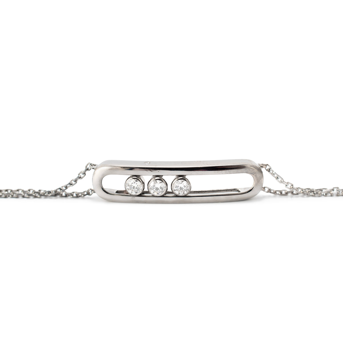 Messika Paris Move Classique Large Model 18K White Gold 0.25ctw Bar Bracelet