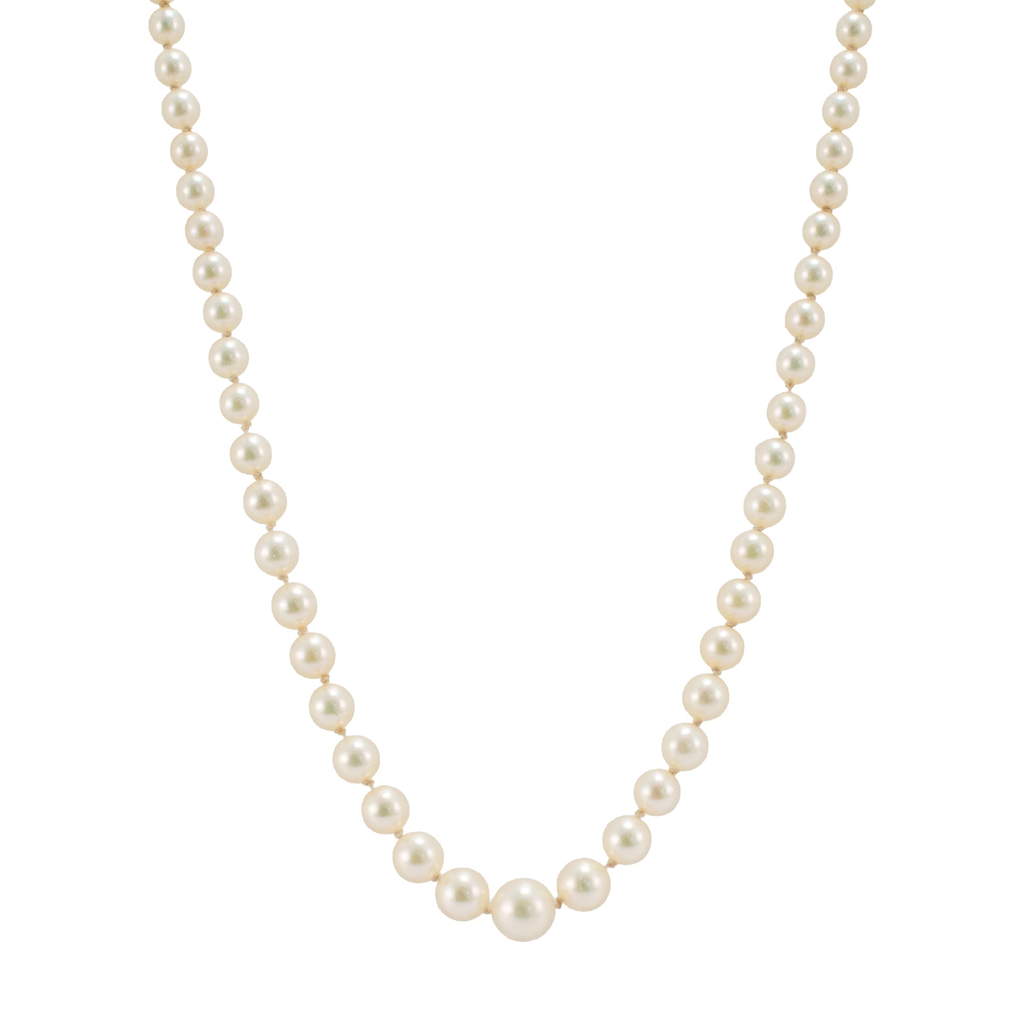 Vintage Mikimoto Sterling Silver Akoya Pearl Graduated Chain Necklace