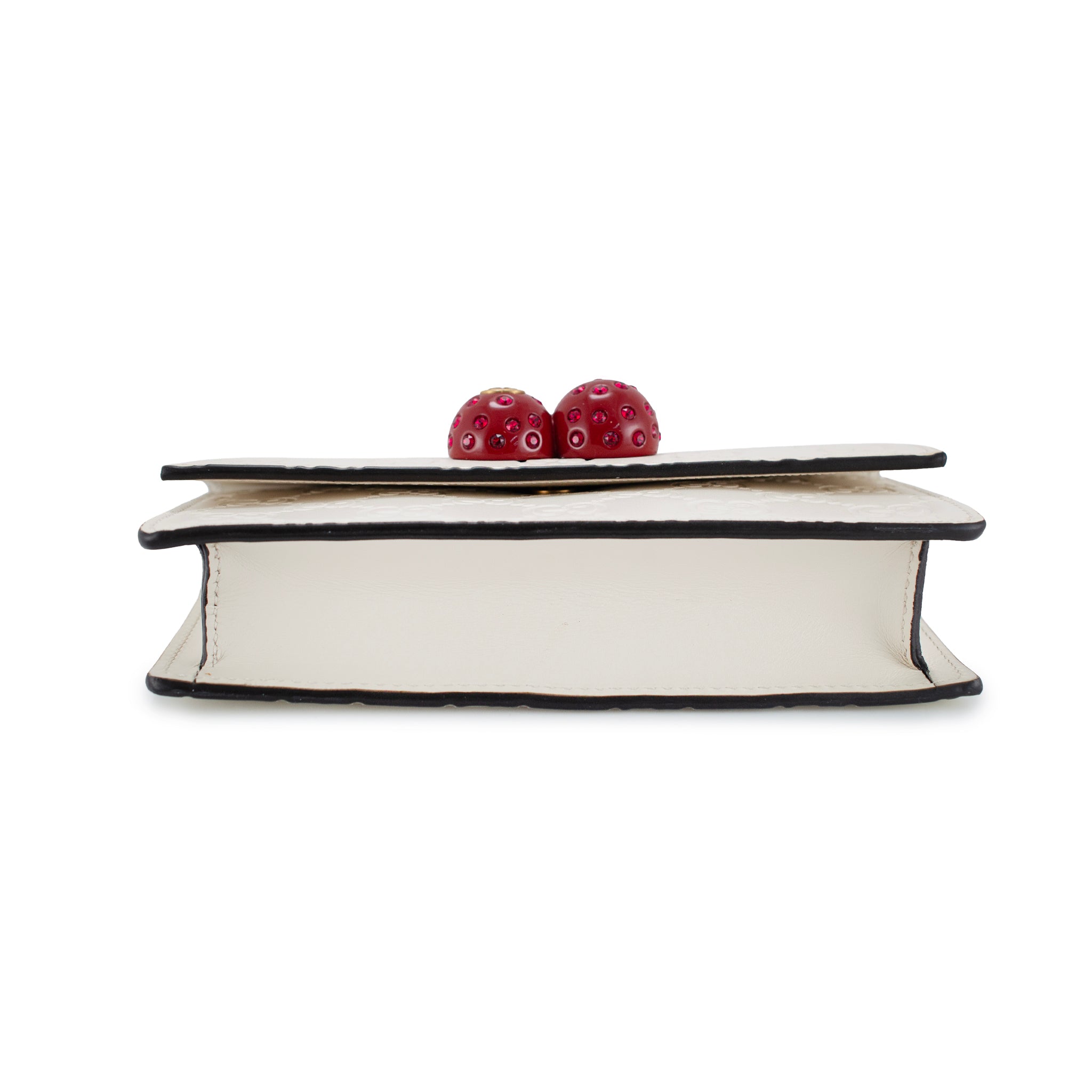 Gucci Gg Guccissima White Mini Cherry Gold Tone Hardware Chain Shoulder Bag