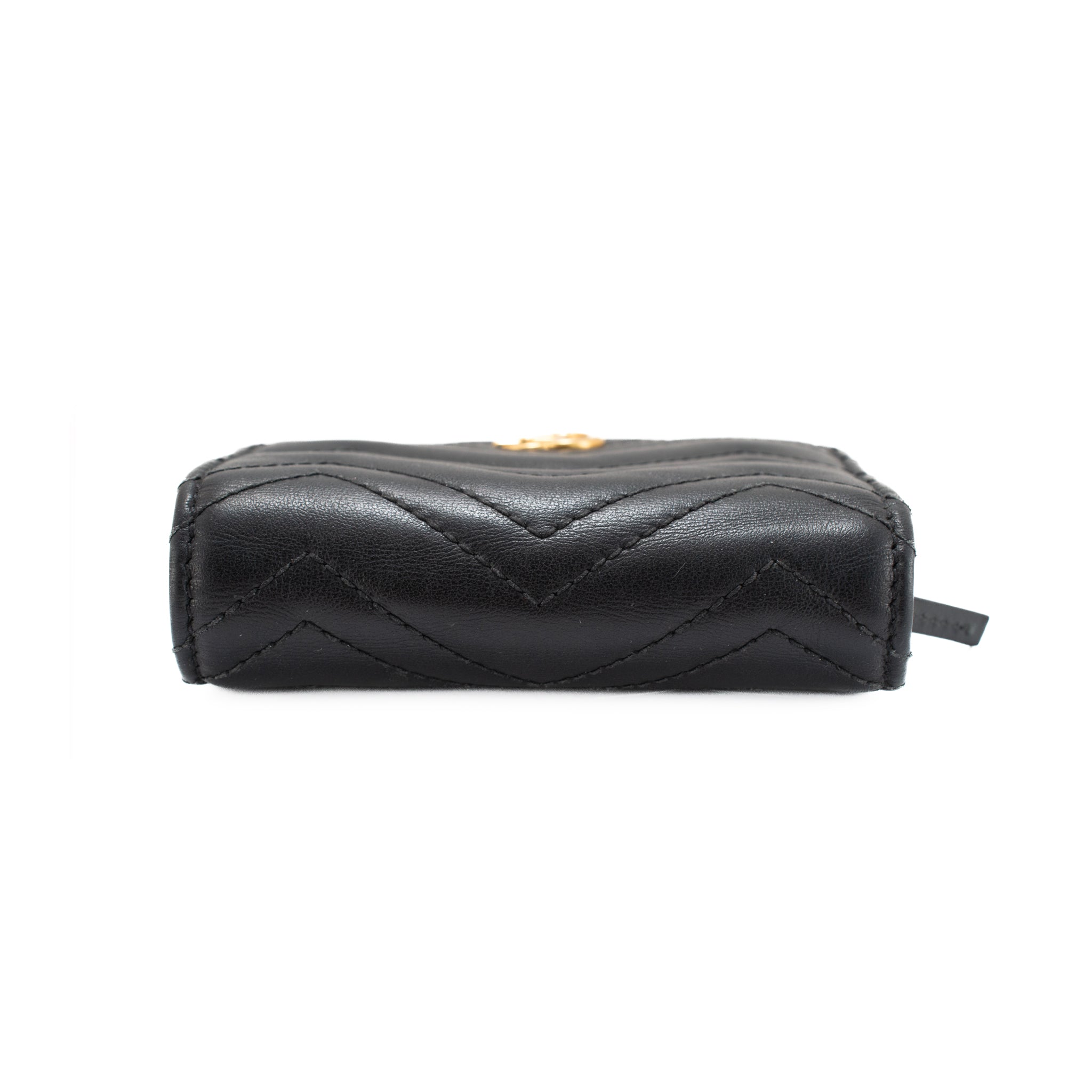 Gucci Gg Marmont Chevron Black Matelasse Leather Card Case Wallet