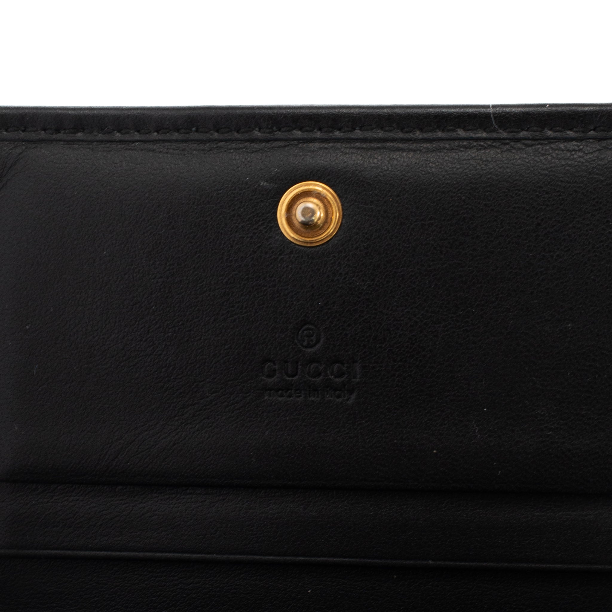 Gucci Gg Marmont Chevron Black Matelasse Leather Card Case Wallet