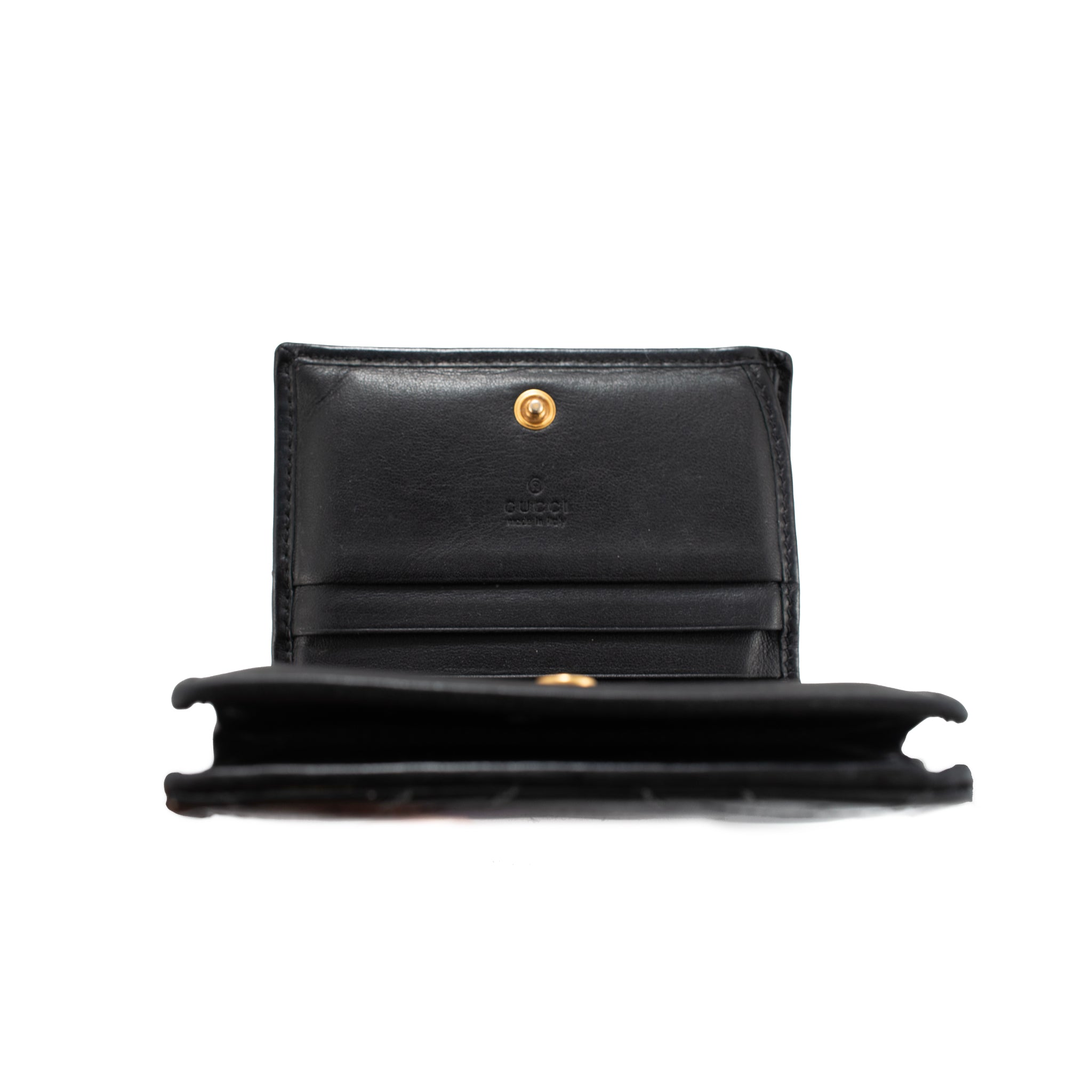 Gucci Gg Marmont Chevron Black Matelasse Leather Card Case Wallet