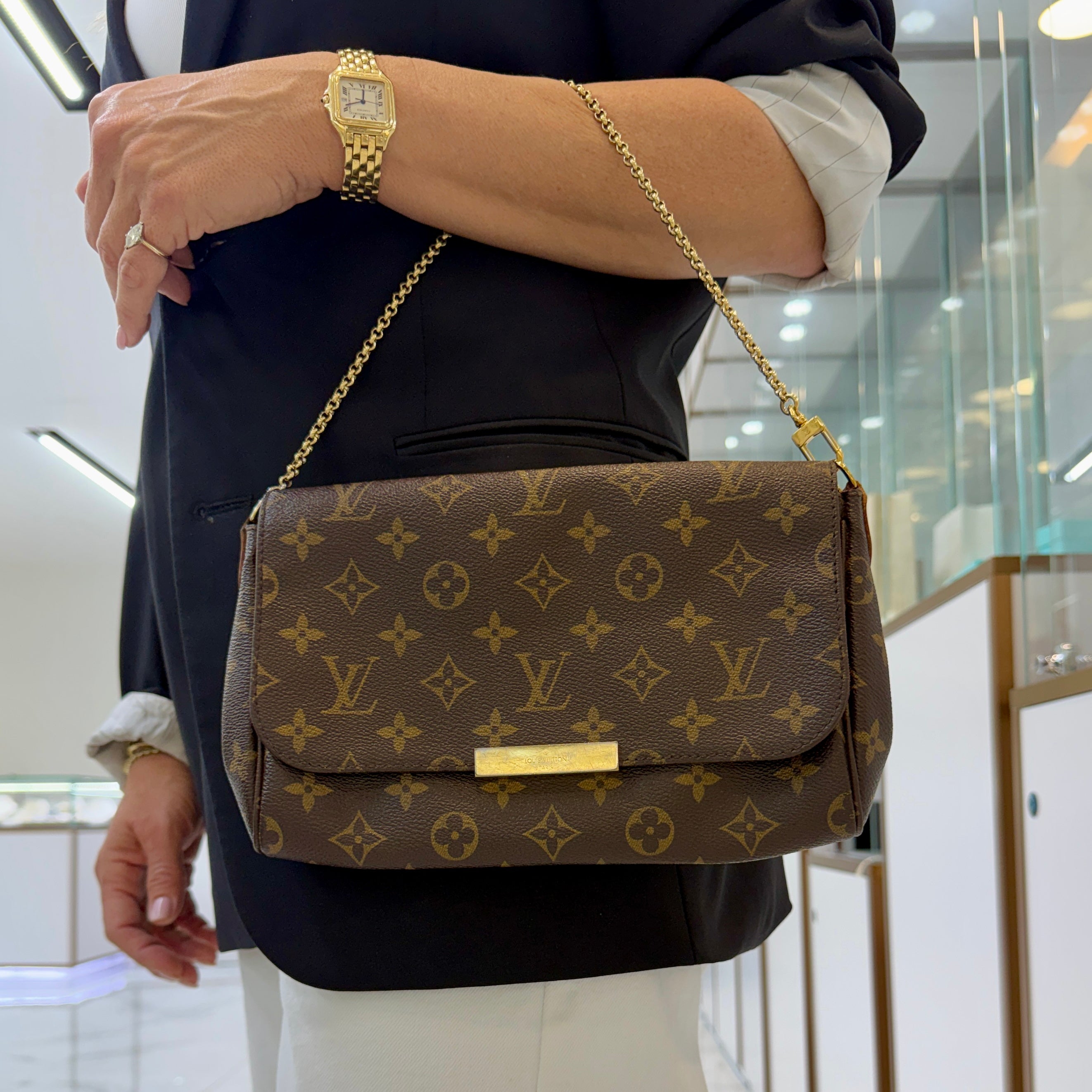 Louis Vuitton Monogram Favorite MM Coated Canvas Gold-Tone Hardware Shoulder Bag