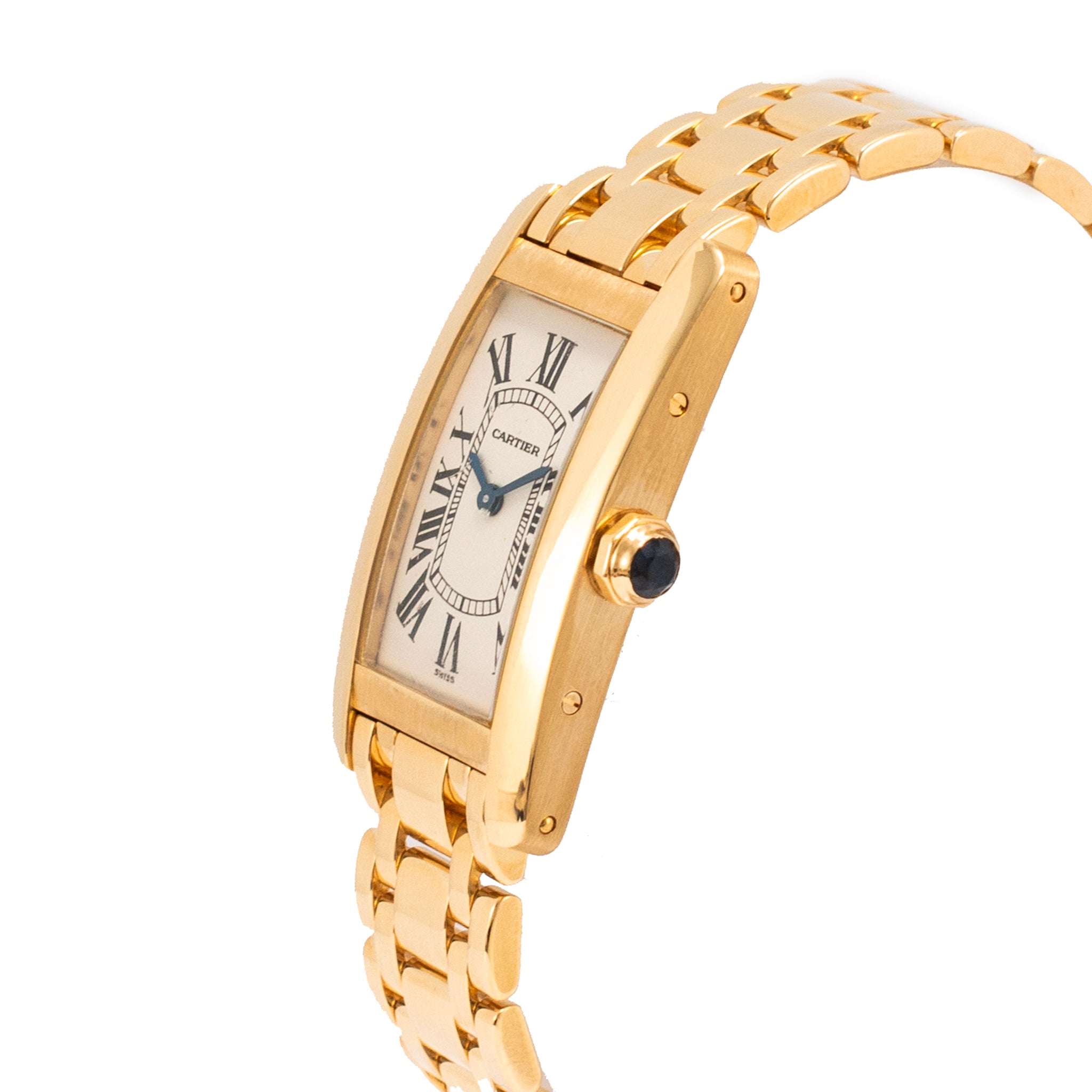 Ladies Cartier Tank Americaine 19MM 1710 W26015K2 18K Yellow Gold Quartz Watch