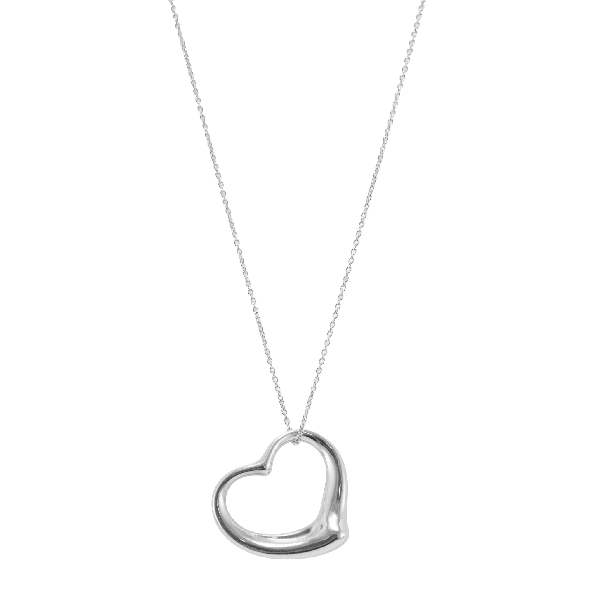 Tiffany & Co. Elsa Peretti 925 Sterling Silver Open Heart Pendant Necklace