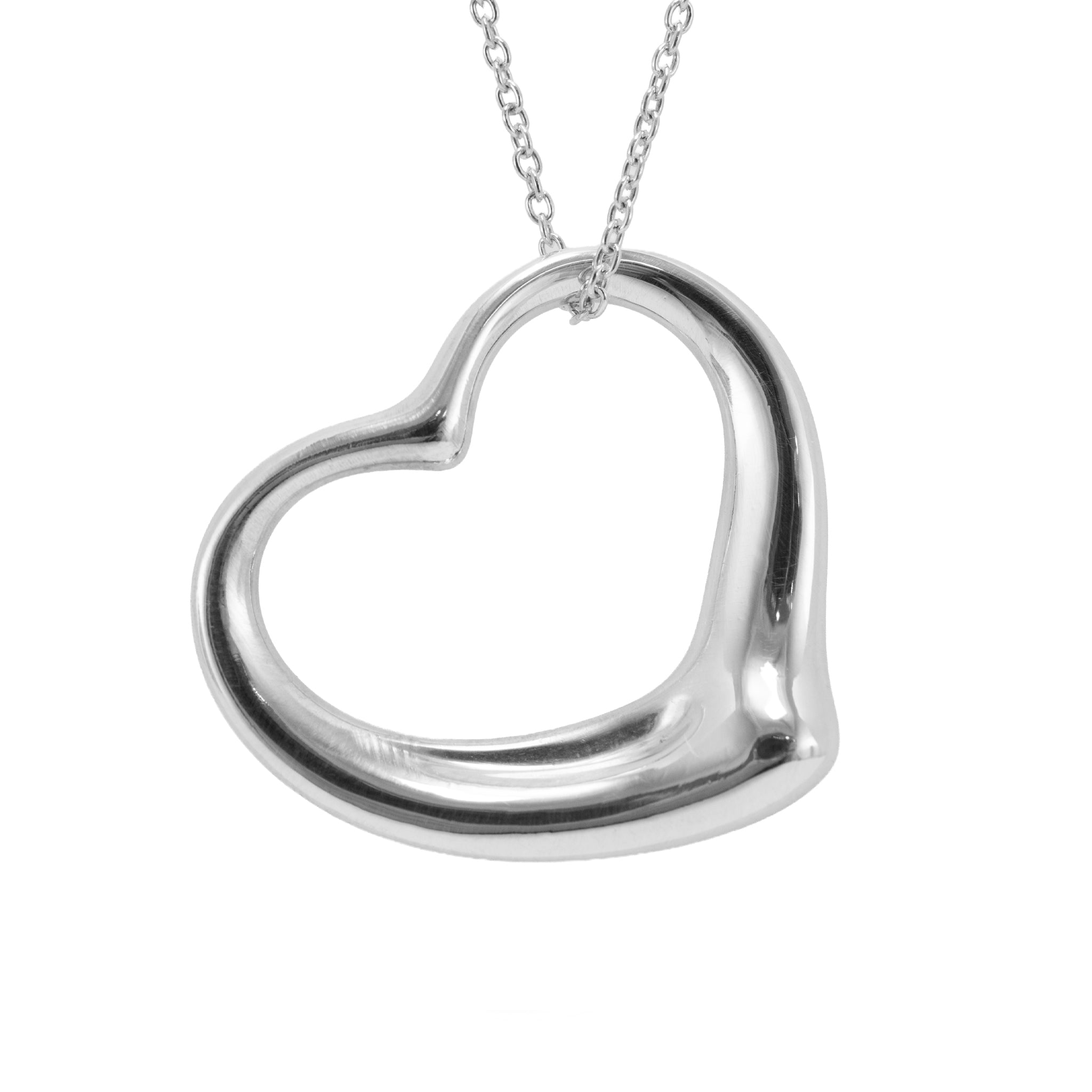 Tiffany & Co. Elsa Peretti 925 Sterling Silver Open Heart Pendant Necklace