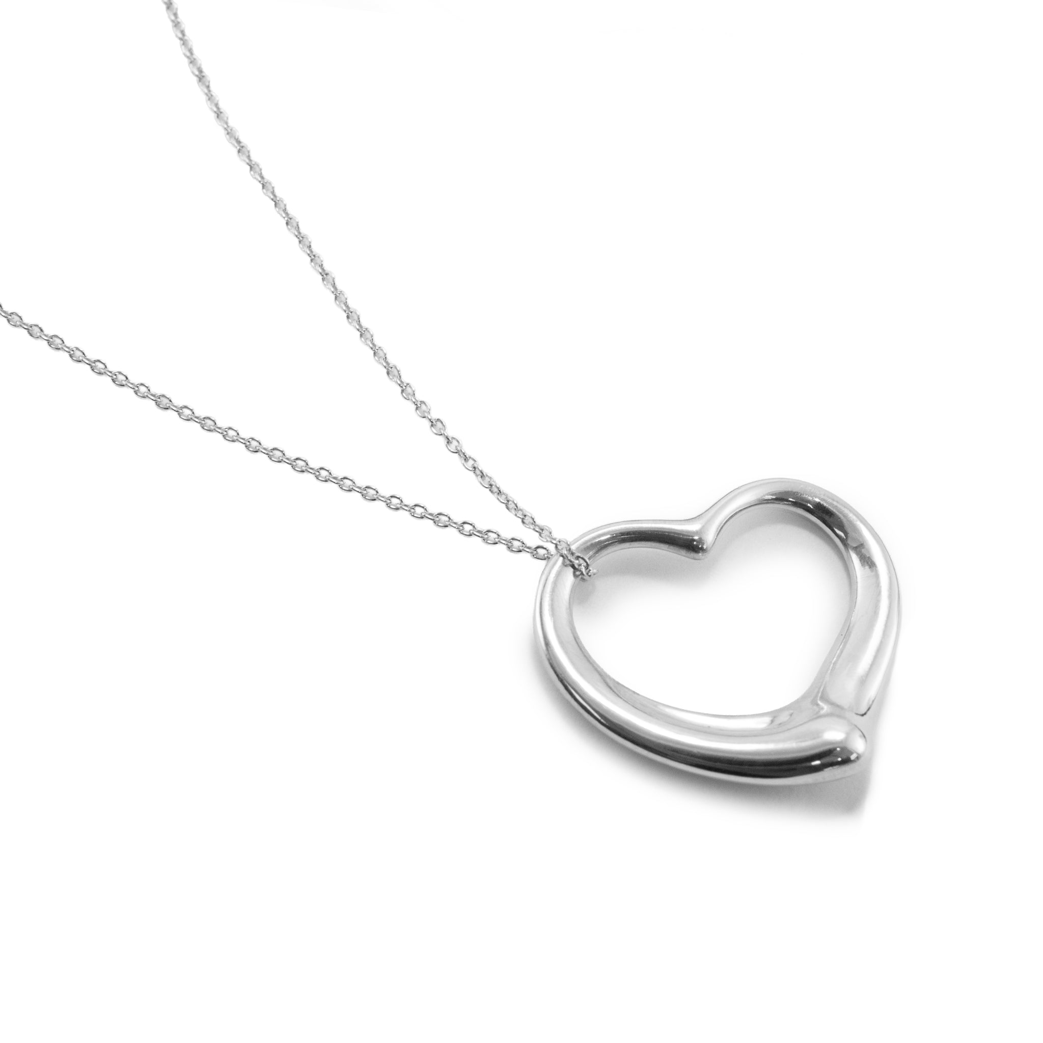 Tiffany & Co. Elsa Peretti 925 Sterling Silver Open Heart Pendant Necklace
