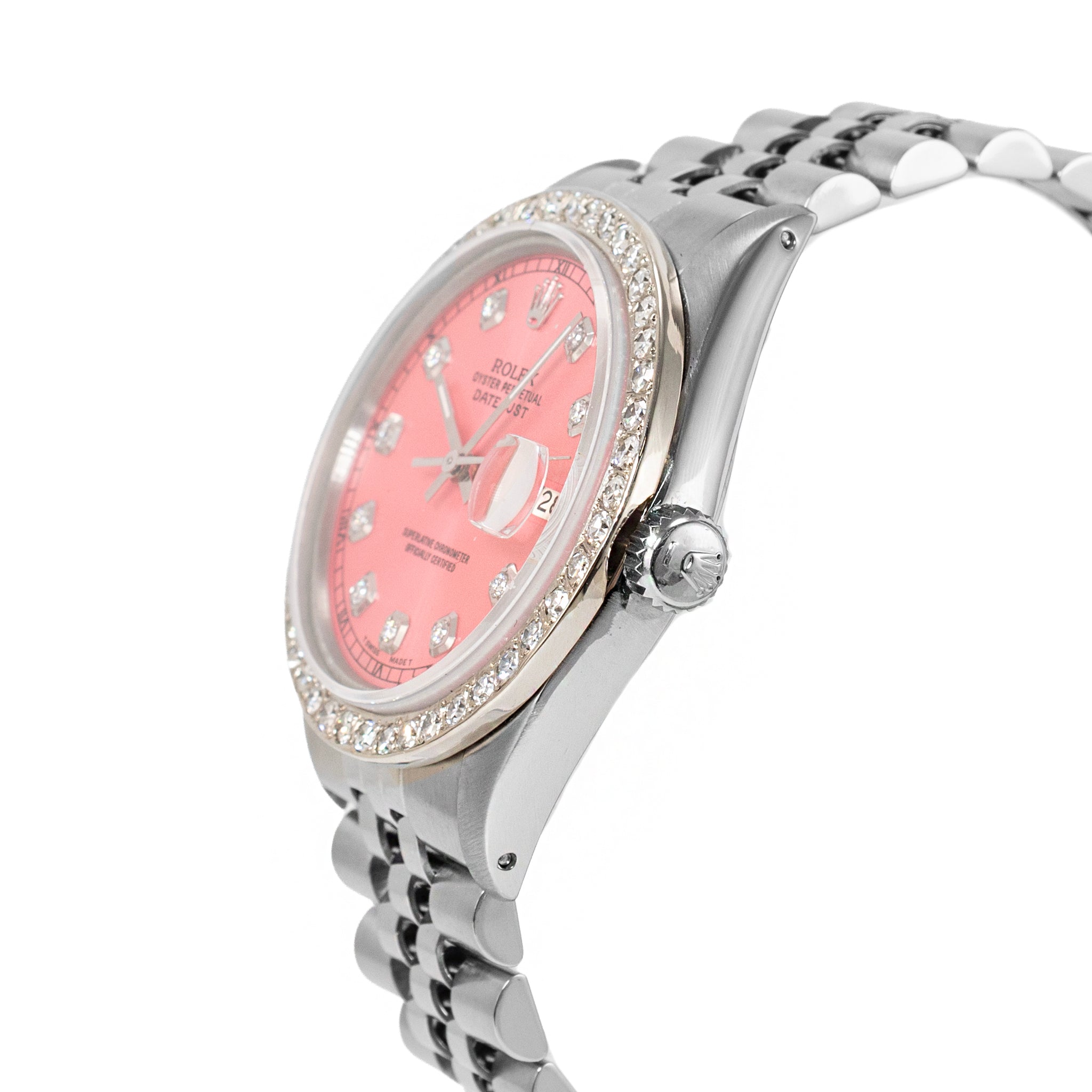 Ladies Rolex Datejust 36MM 16014 Pink Diamond Dial Stainless Steel Watch