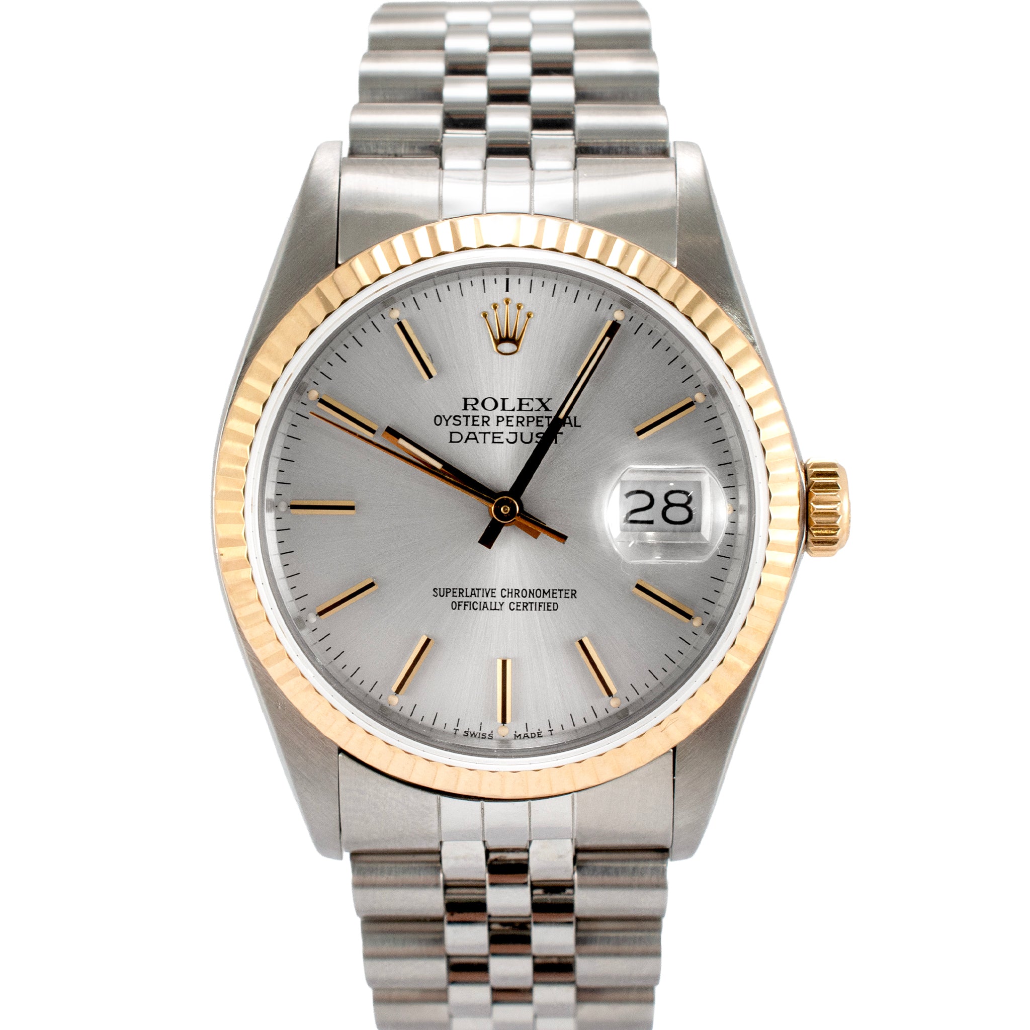 Rolex Datejust 36MM 16013 Silver Dial Jubilee Gold Steel Watch