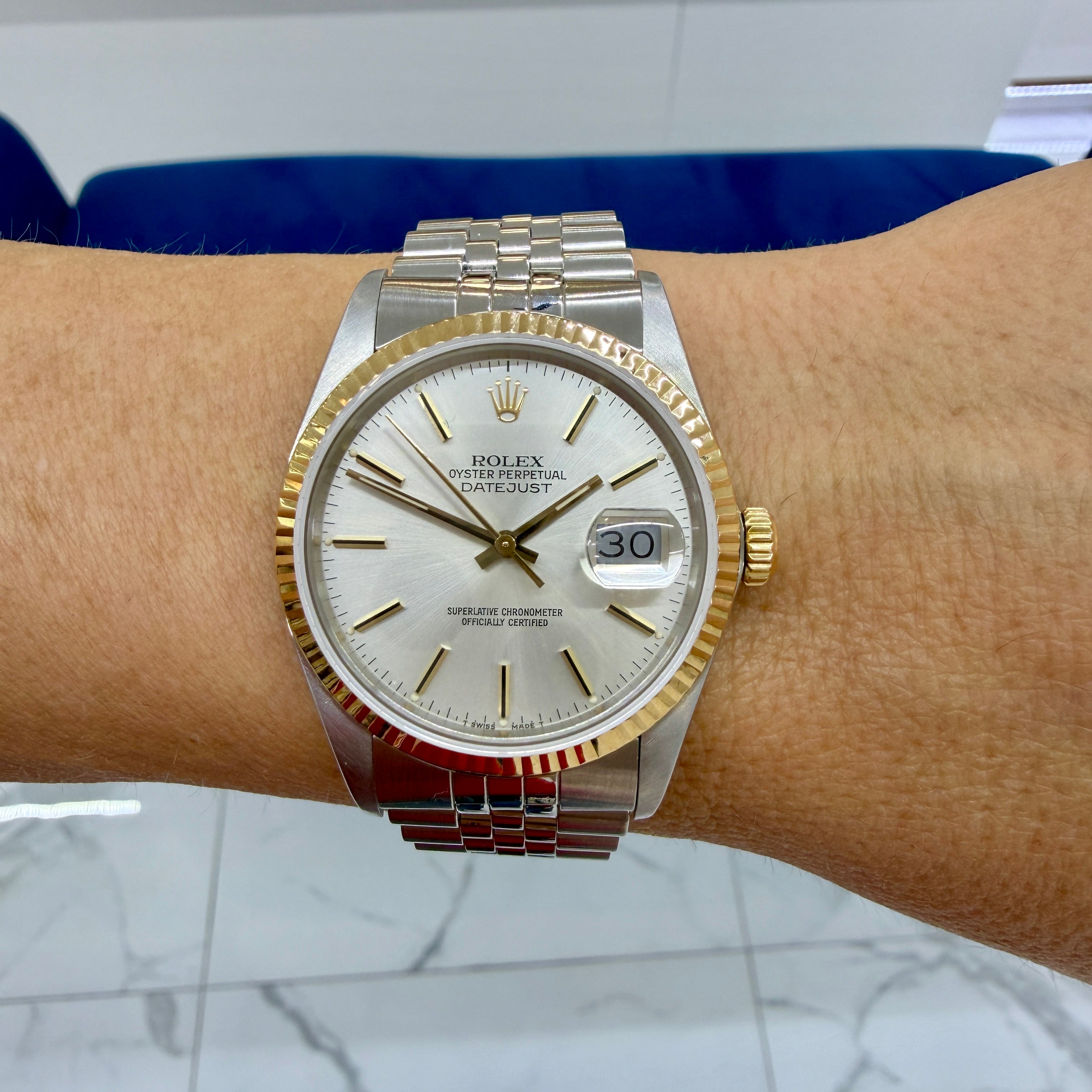 Rolex Datejust 36MM 16013 Silver Dial Jubilee Gold Steel Watch