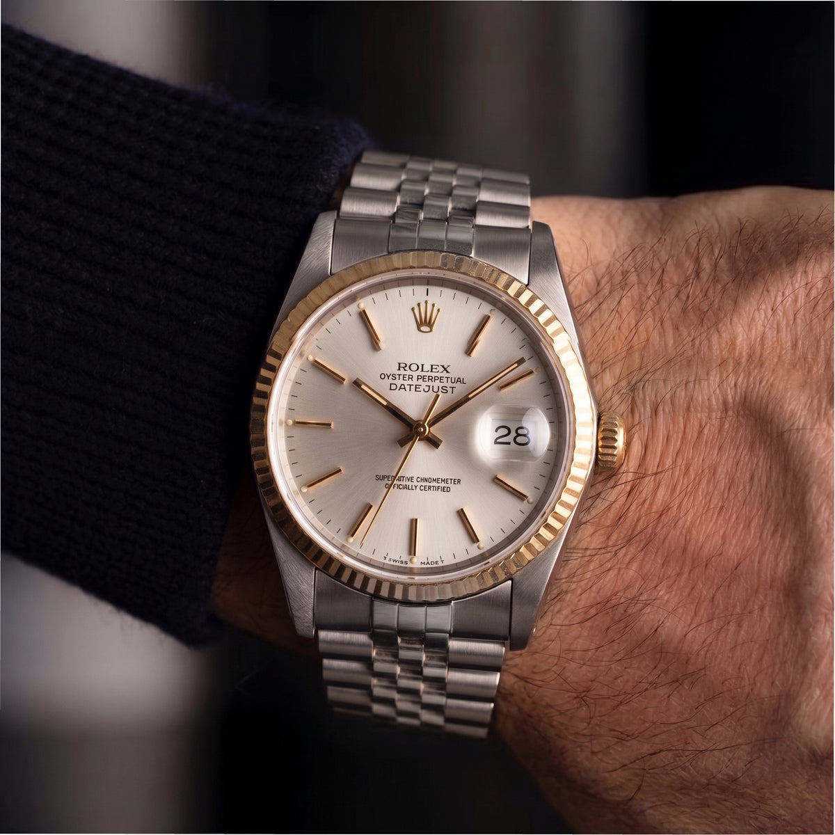 Rolex Datejust 36MM 16013 Silver Dial Jubilee Gold Steel Watch