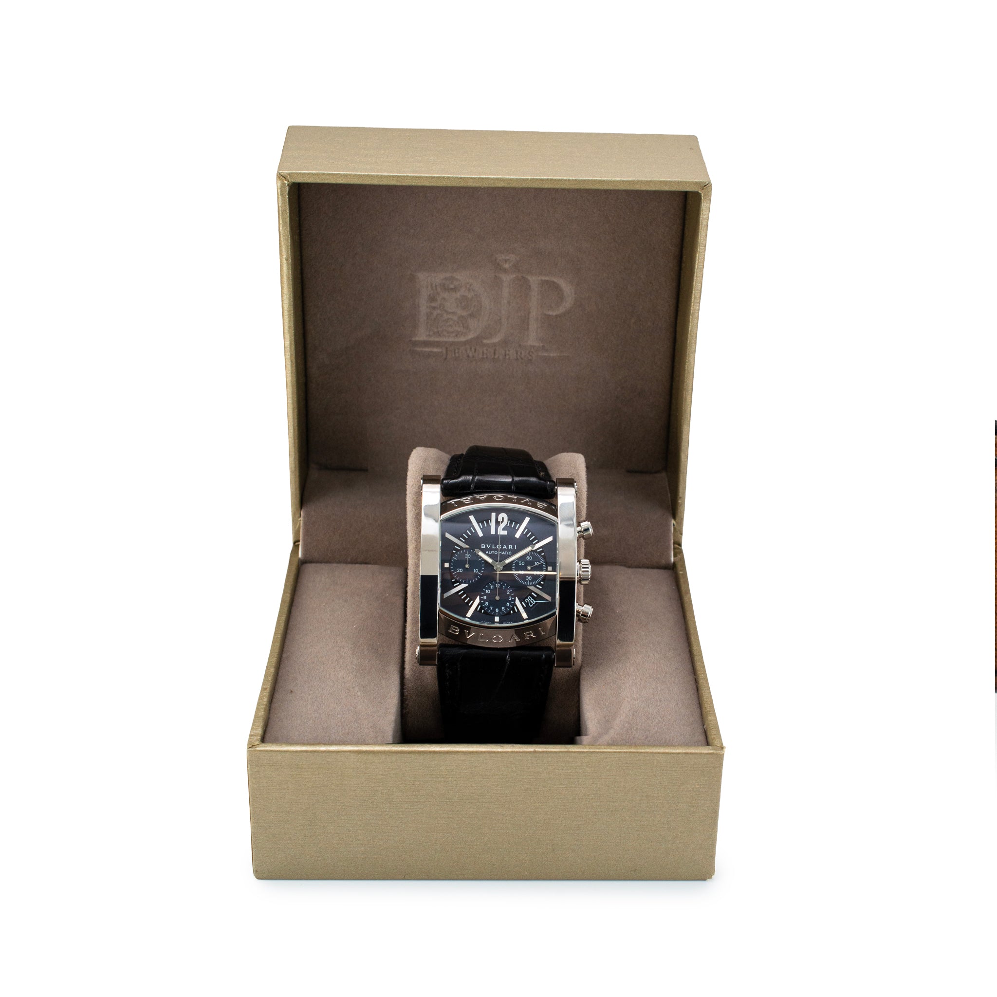 Bvlgari Bulgari Assioma 38MM aa48sch Chrono Blue Black Steel Automatic Watch
