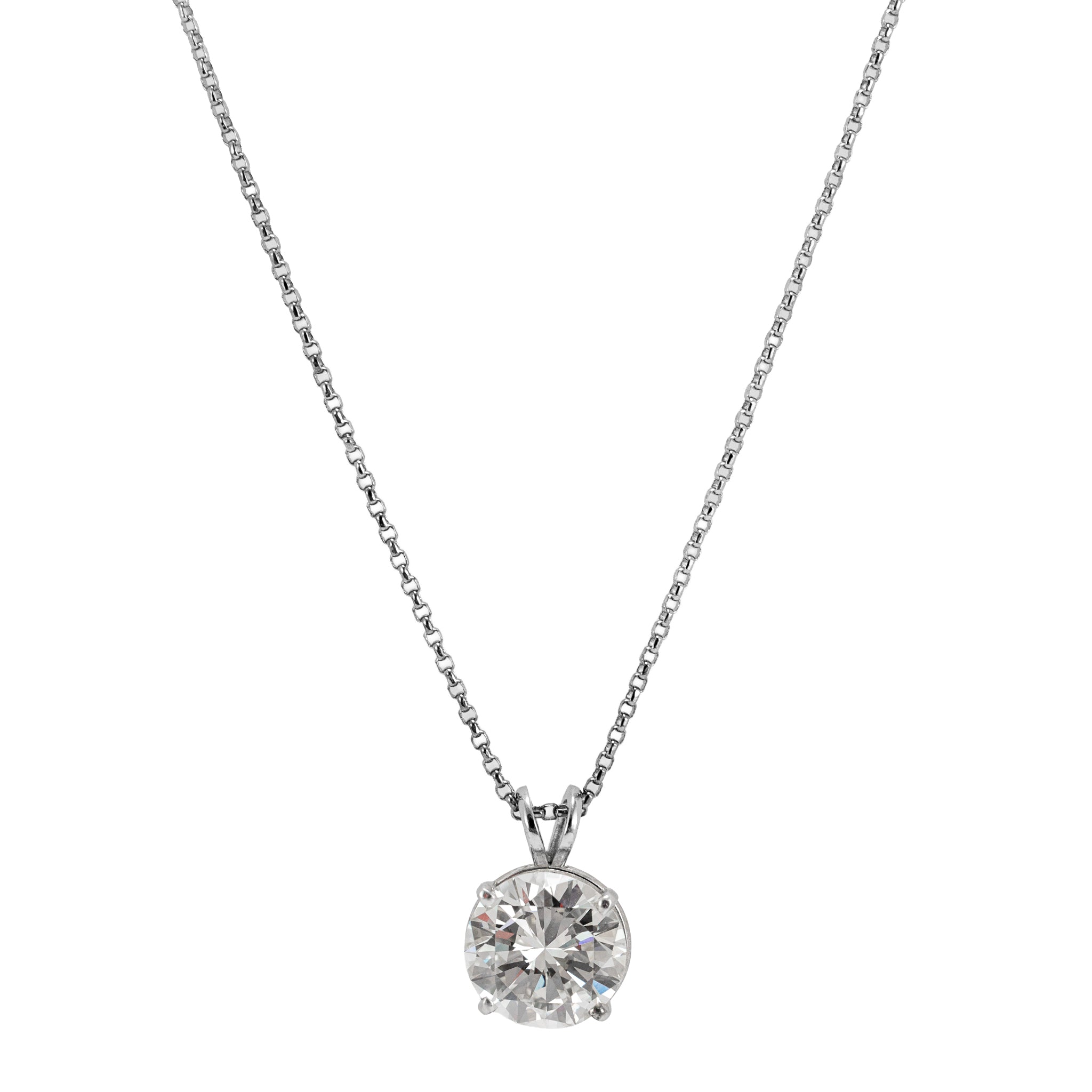 Unisex 14K White Gold Gia 2.28ct K VVS2 Round Diamond Solitaire Pendant Necklace