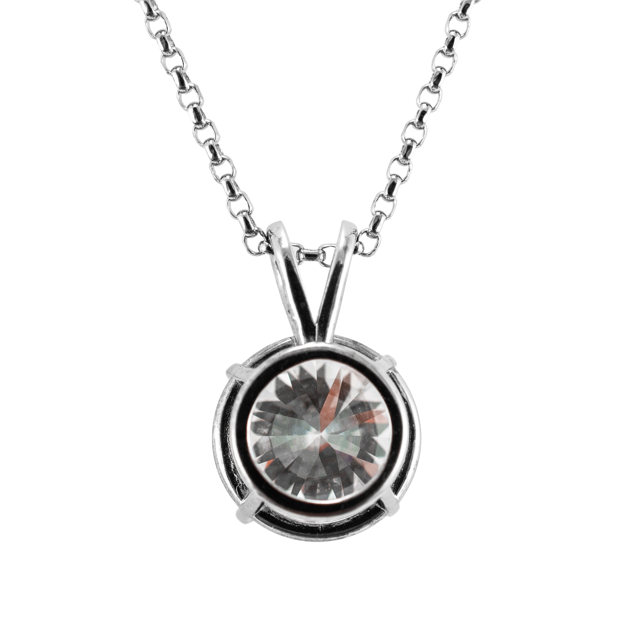 Unisex 14K White Gold Gia 2.28ct K VVS2 Round Diamond Solitaire Pendant Necklace
