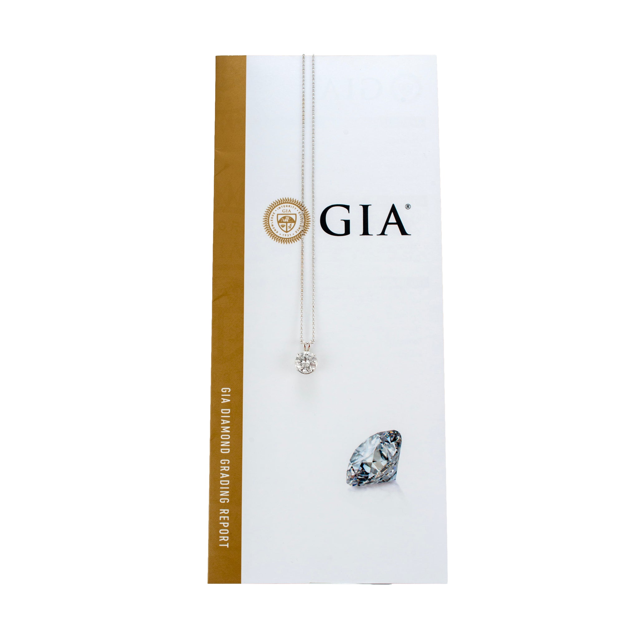 Unisex 14K White Gold Gia 2.28ct K VVS2 Round Diamond Solitaire Pendant Necklace