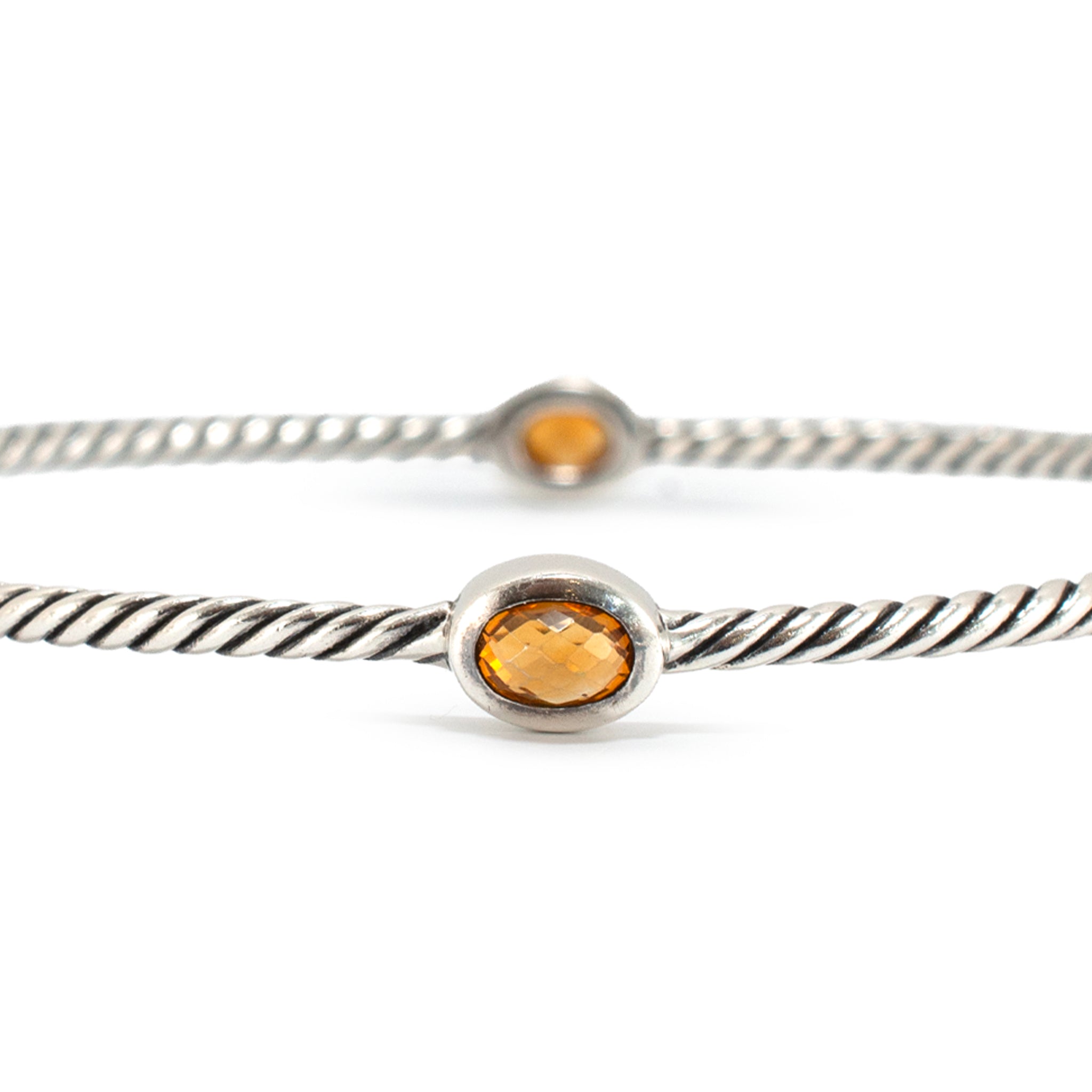 Retired David Yurman Cable Station Citrine 925 Silver Bangle Bracelet