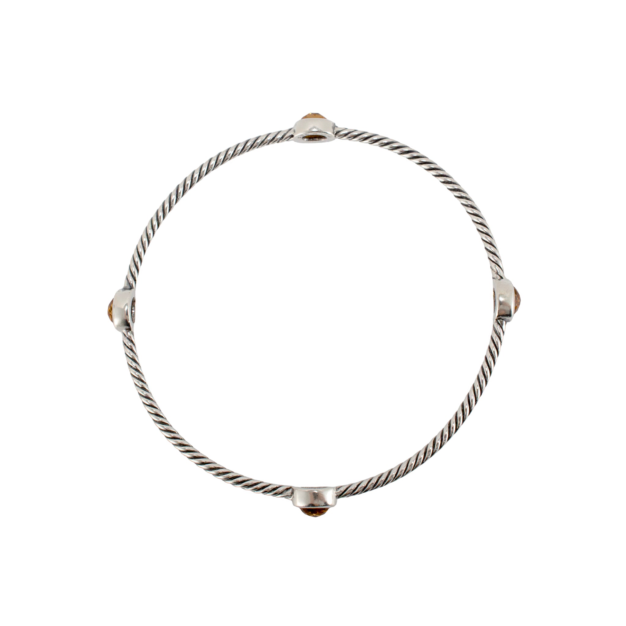 Retired David Yurman Cable Station Citrine 925 Silver Bangle Bracelet