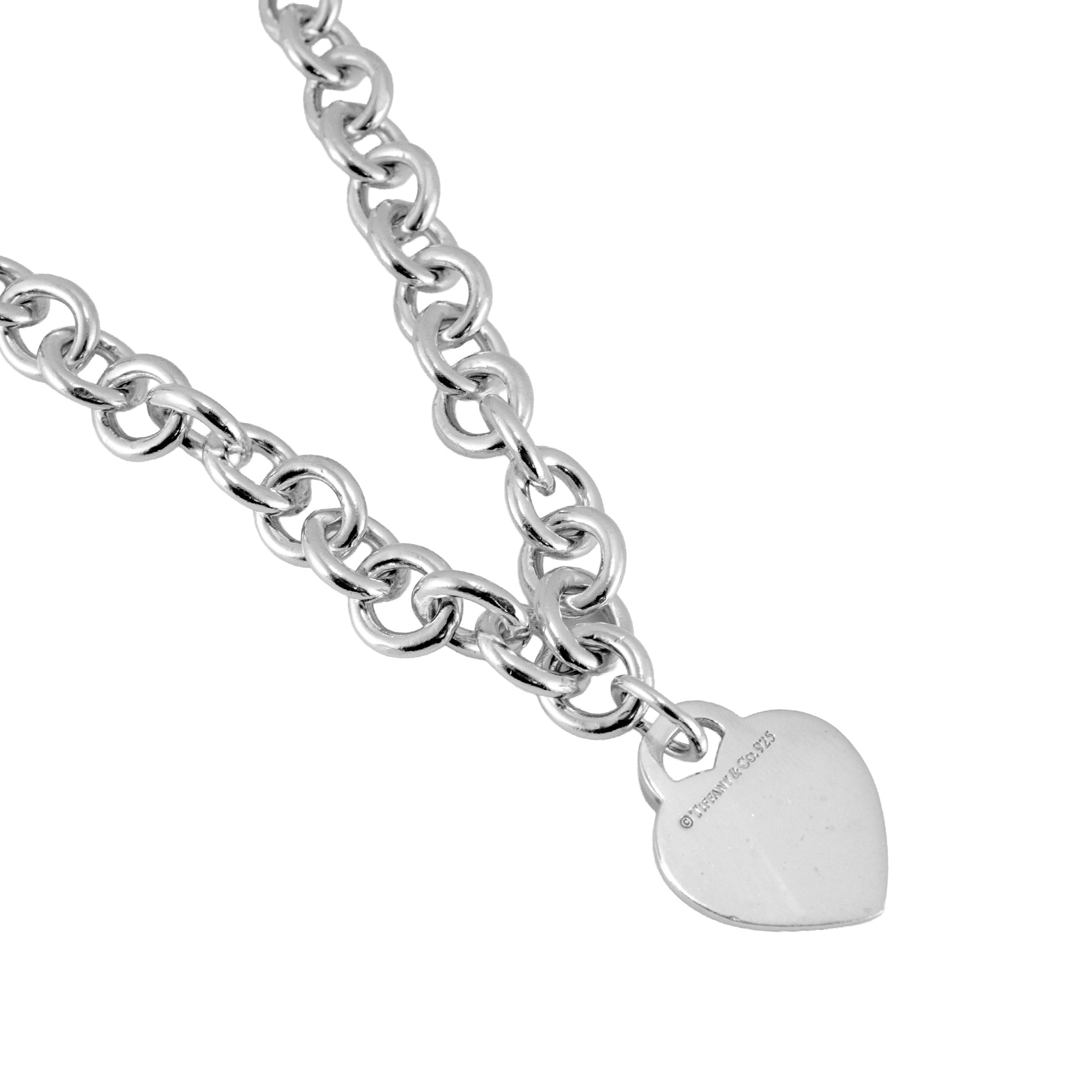 Tiffany & Co. Return to Tiffany Heart Tag 925 Silver Rolo Link Pendant Necklace