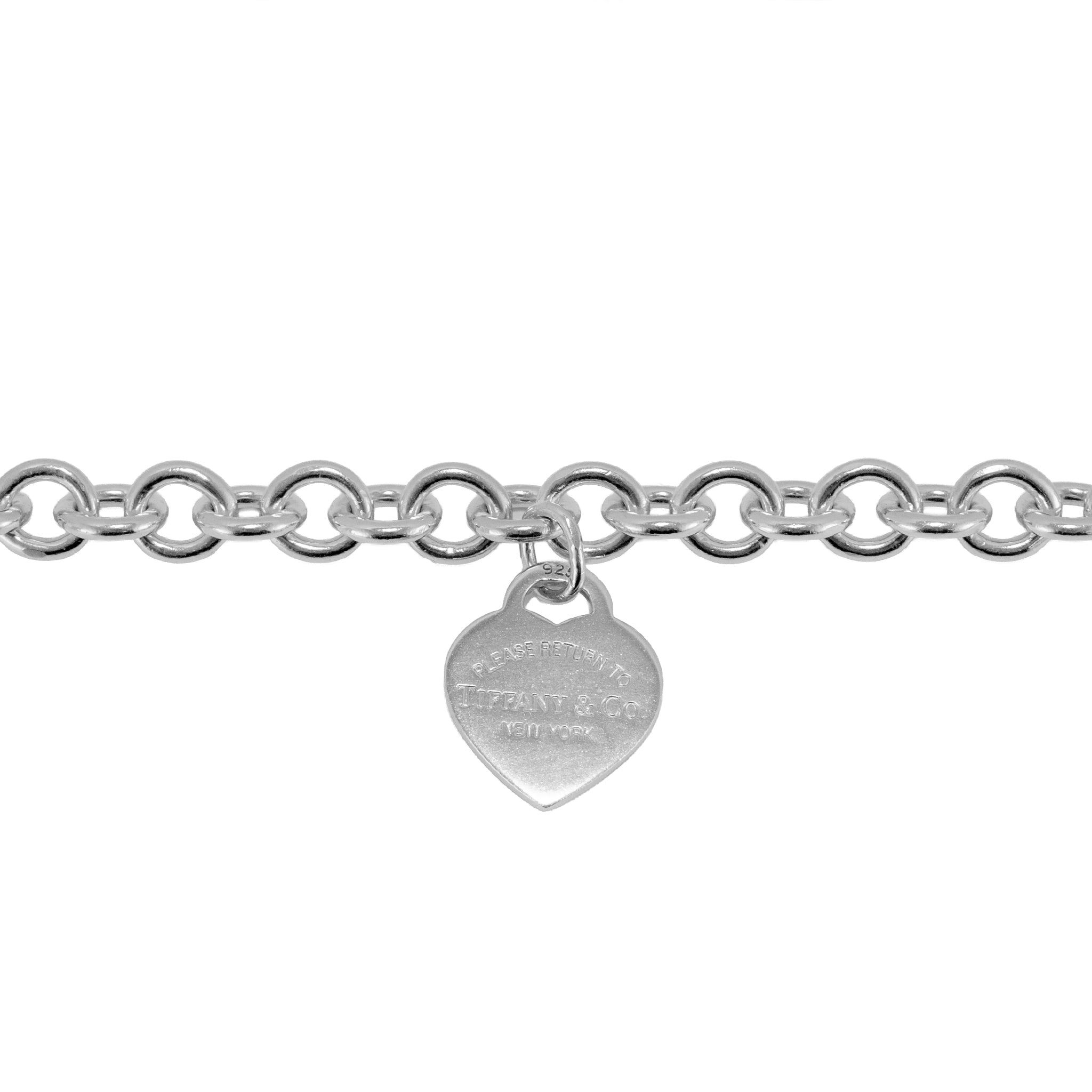 Tiffany & Co. Return to Tiffany Heart Tag 925 Silver Rolo Link Pendant Necklace