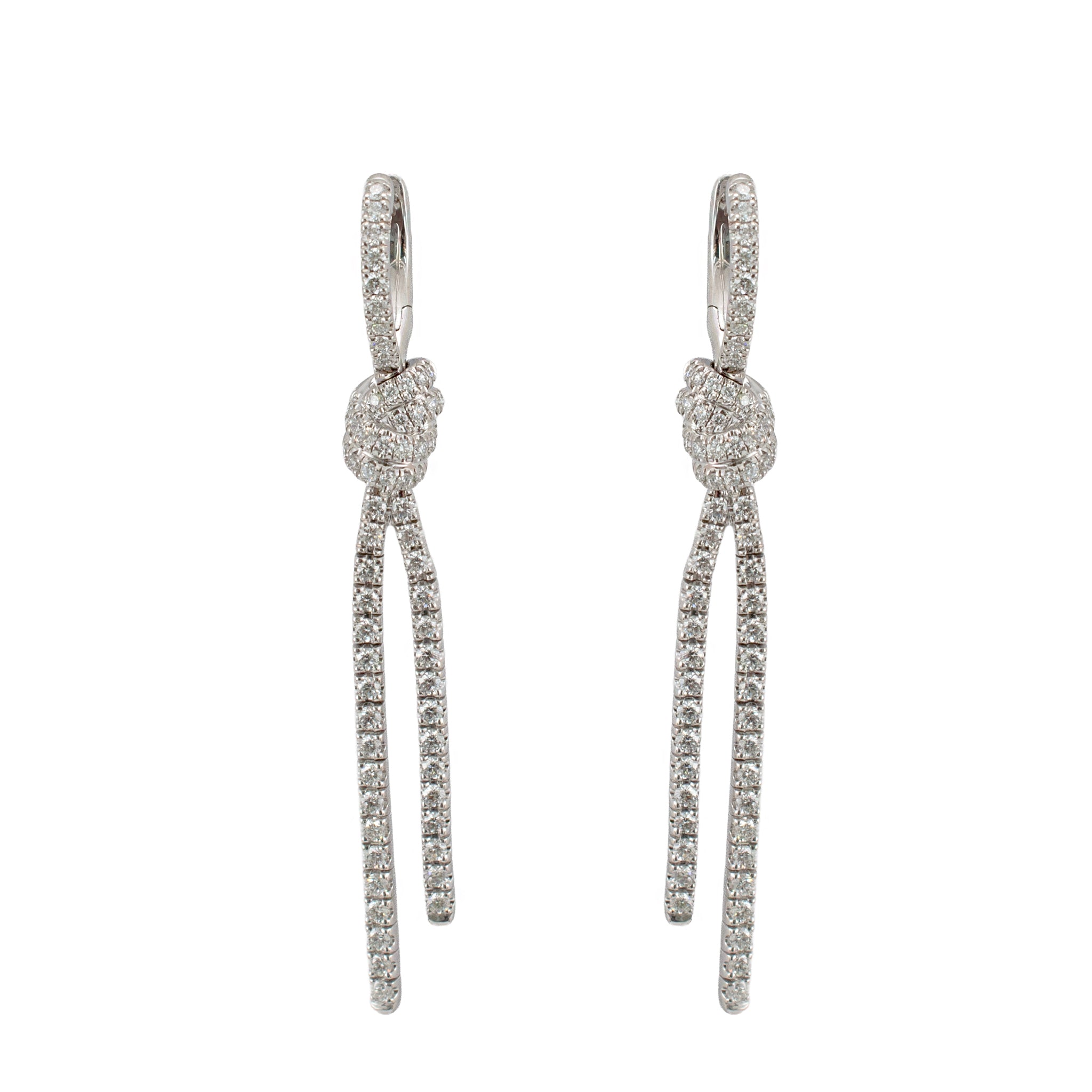 Kwiat Entwine Collection Platinum 2.05ctw Pave Diamond Knotted Drop Earrings