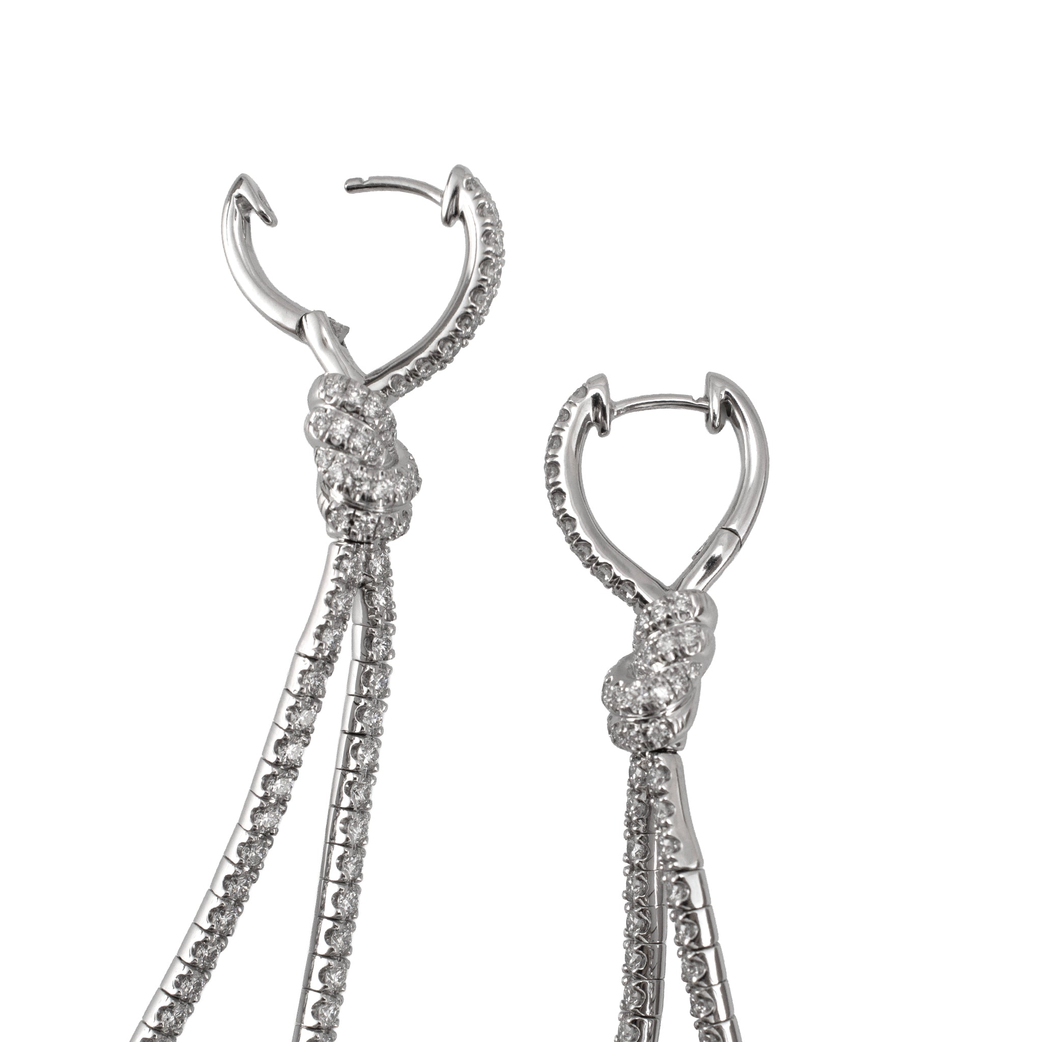 Kwiat Entwine Collection Platinum 2.05ctw Pave Diamond Knotted Drop Earrings